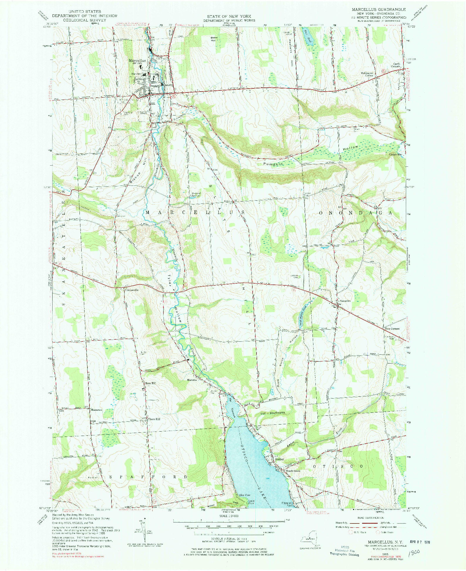 USGS 1:24000-SCALE QUADRANGLE FOR MARCELLUS, NY 1955