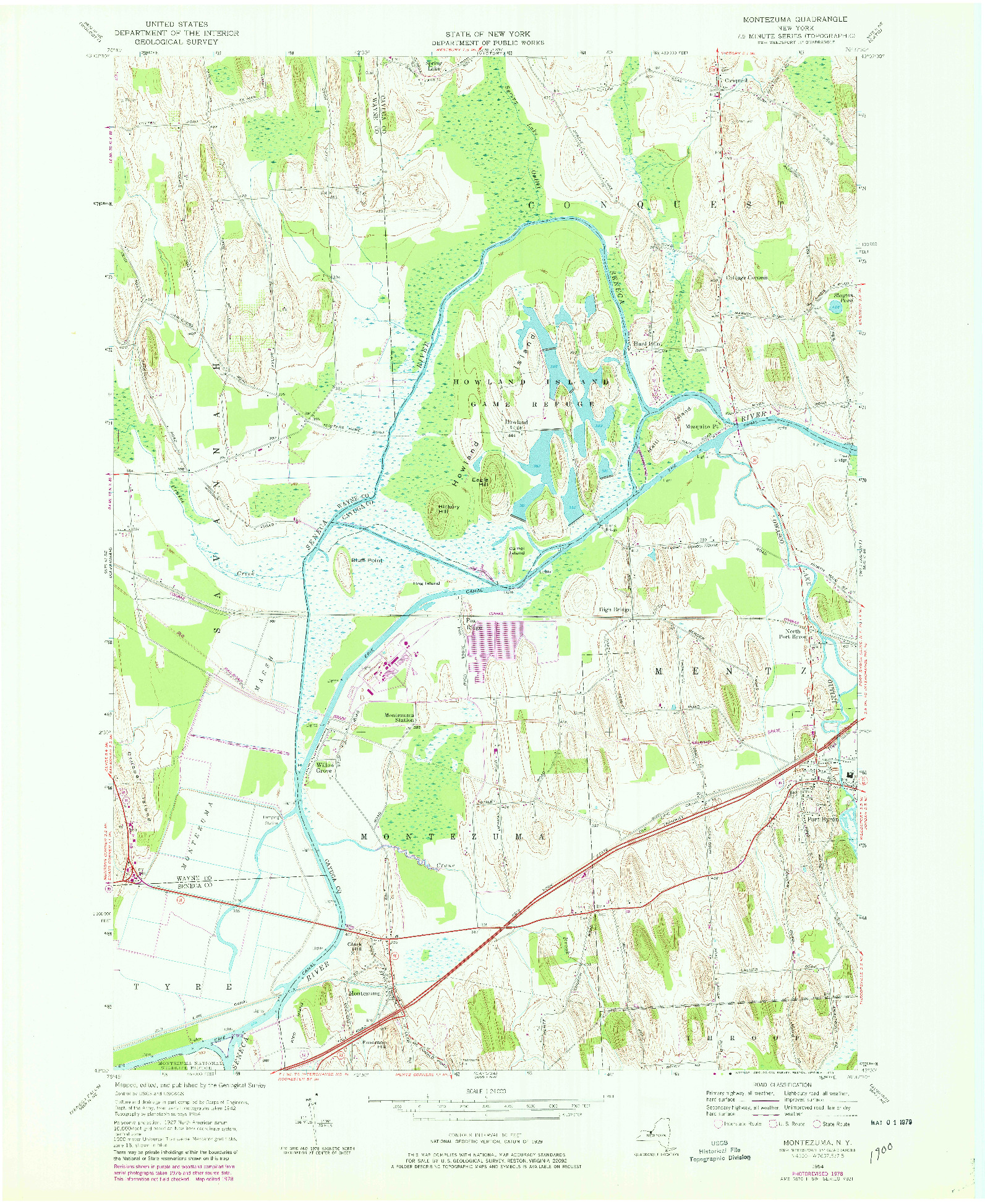 USGS 1:24000-SCALE QUADRANGLE FOR MONTEZUMA, NY 1954