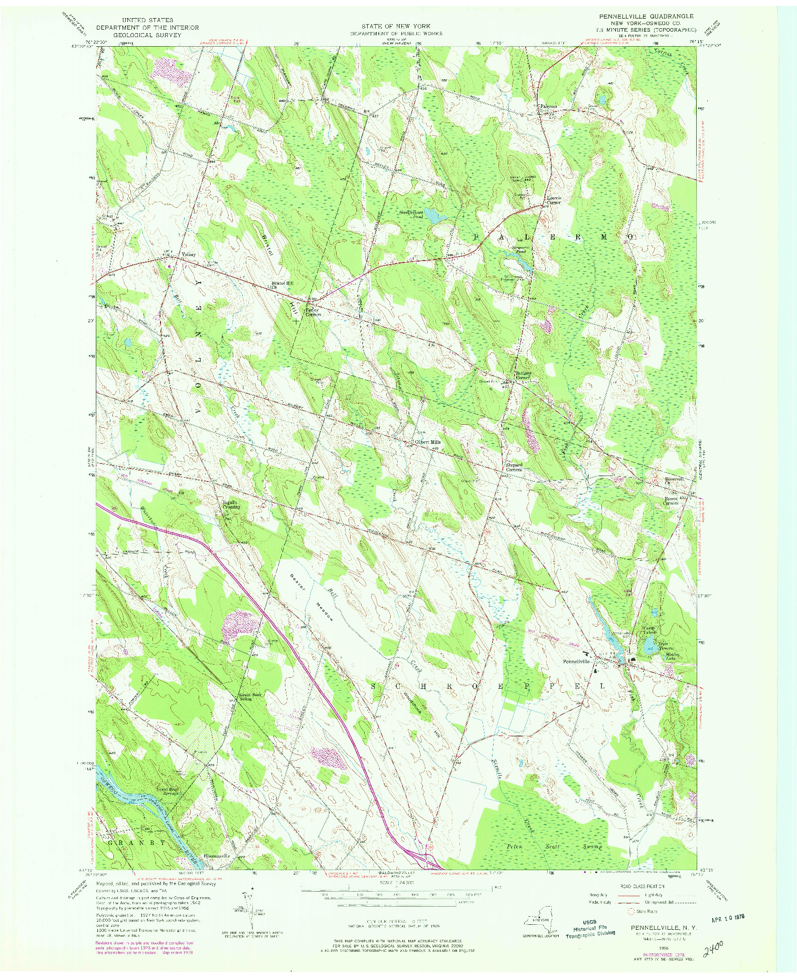 USGS 1:24000-SCALE QUADRANGLE FOR PENNELLVILLE, NY 1956