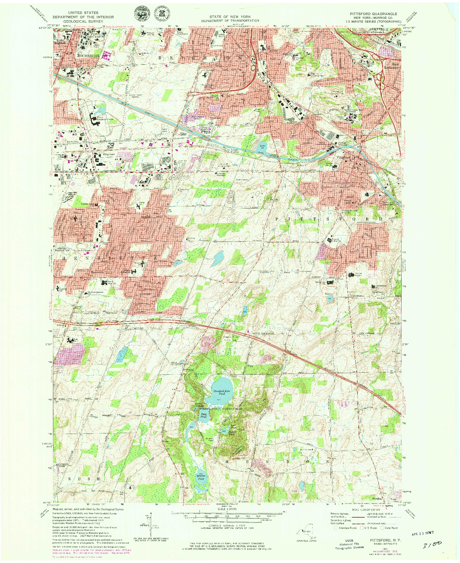 USGS 1:24000-SCALE QUADRANGLE FOR PITTSFORD, NY 1971