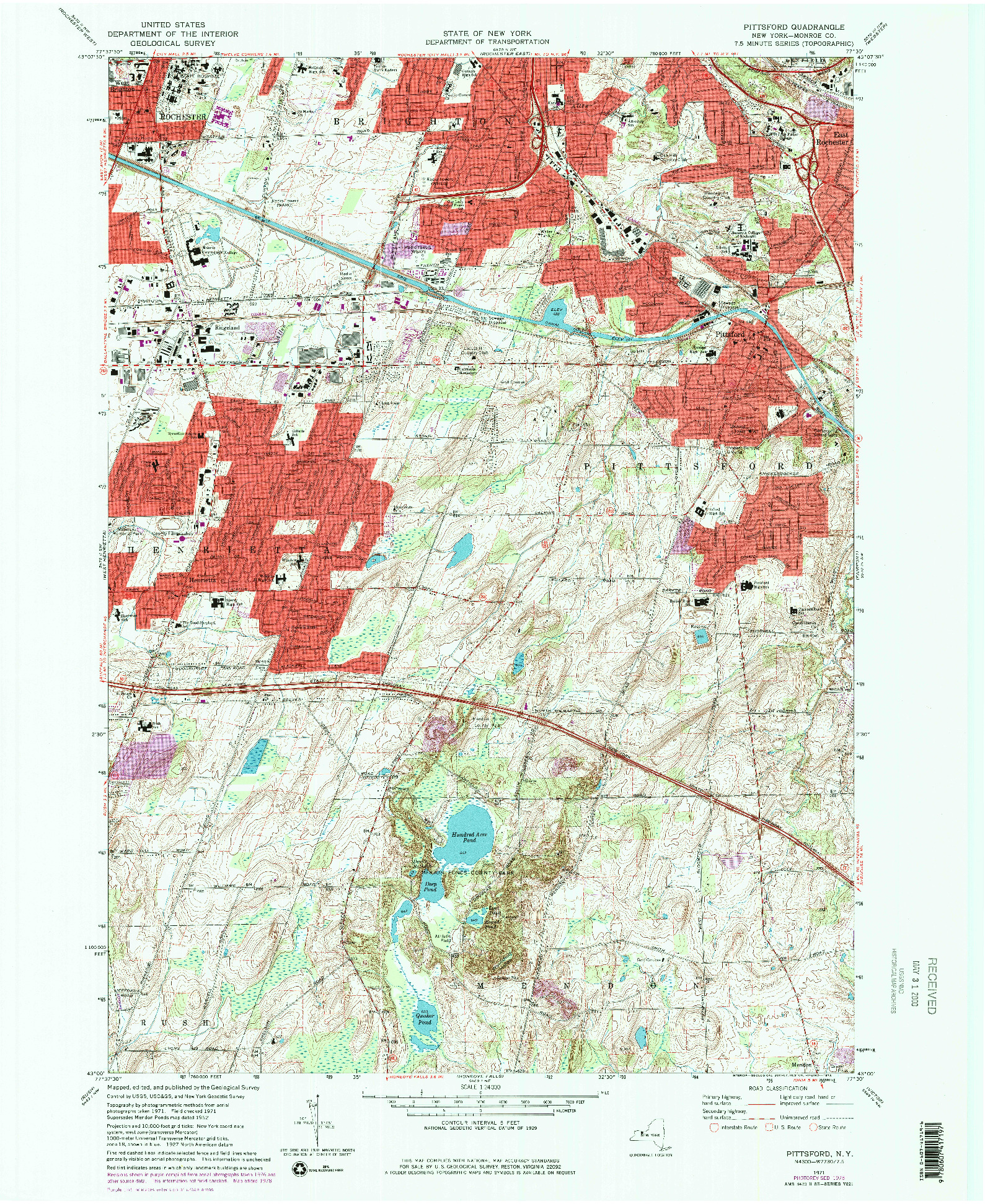 USGS 1:24000-SCALE QUADRANGLE FOR PITTSFORD, NY 1971