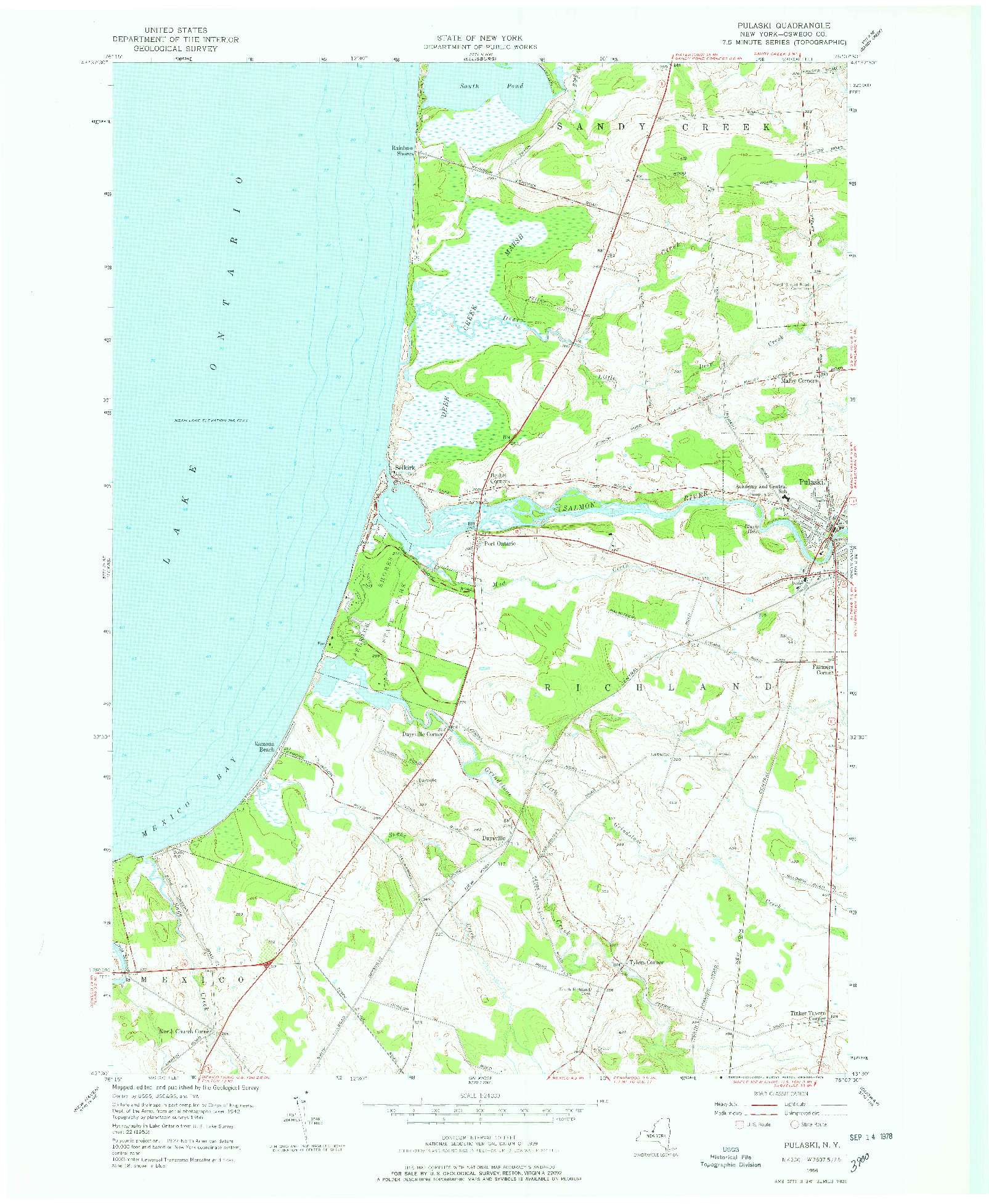 USGS 1:24000-SCALE QUADRANGLE FOR PULASKI, NY 1956