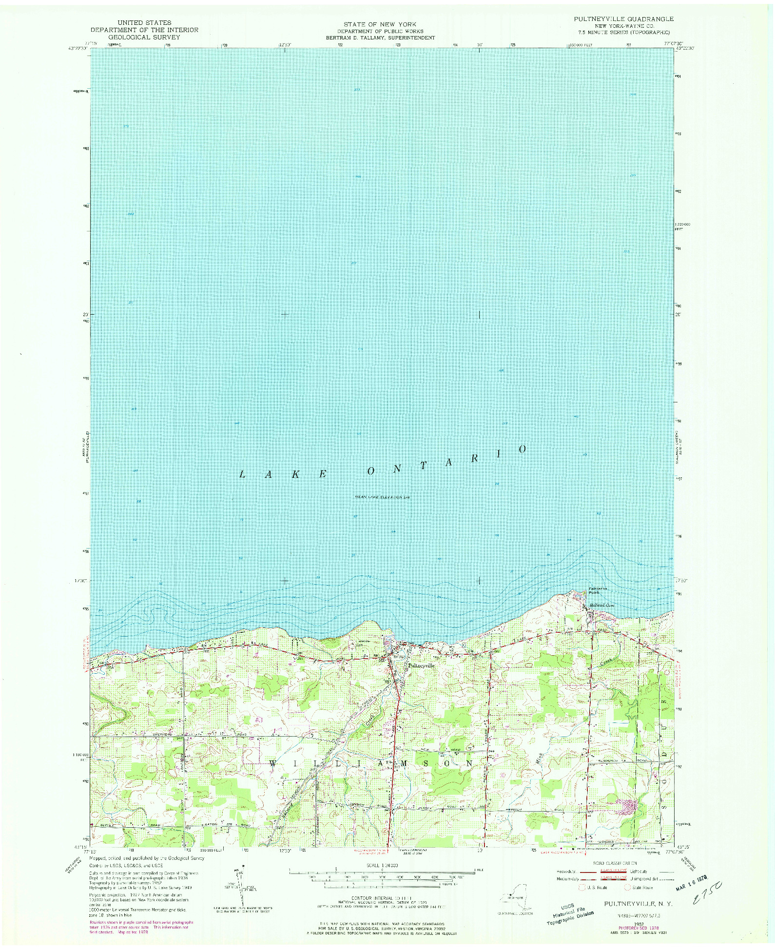 USGS 1:24000-SCALE QUADRANGLE FOR PULTNEYVILLE, NY 1952