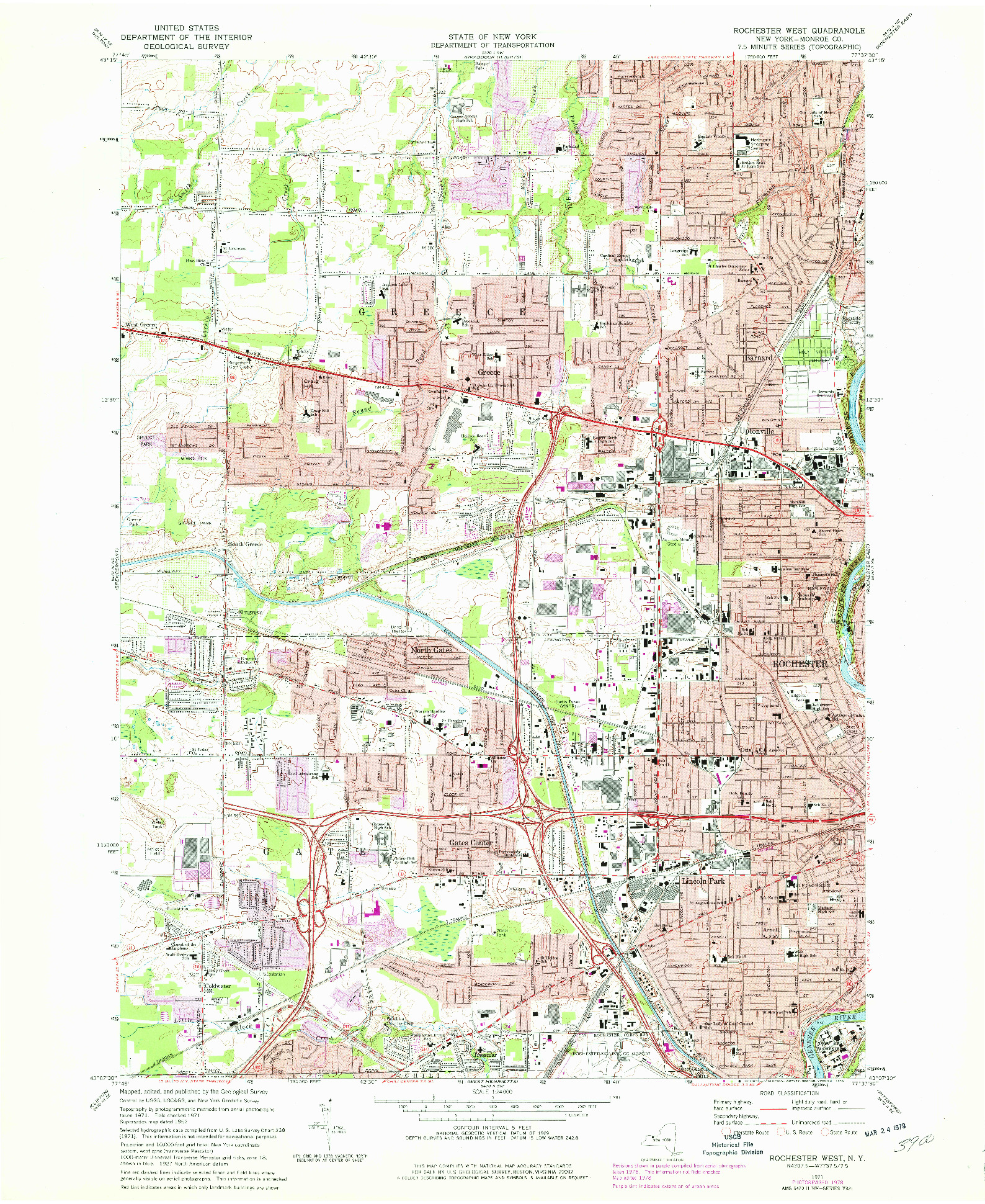 USGS 1:24000-SCALE QUADRANGLE FOR ROCHESTER WEST, NY 1971