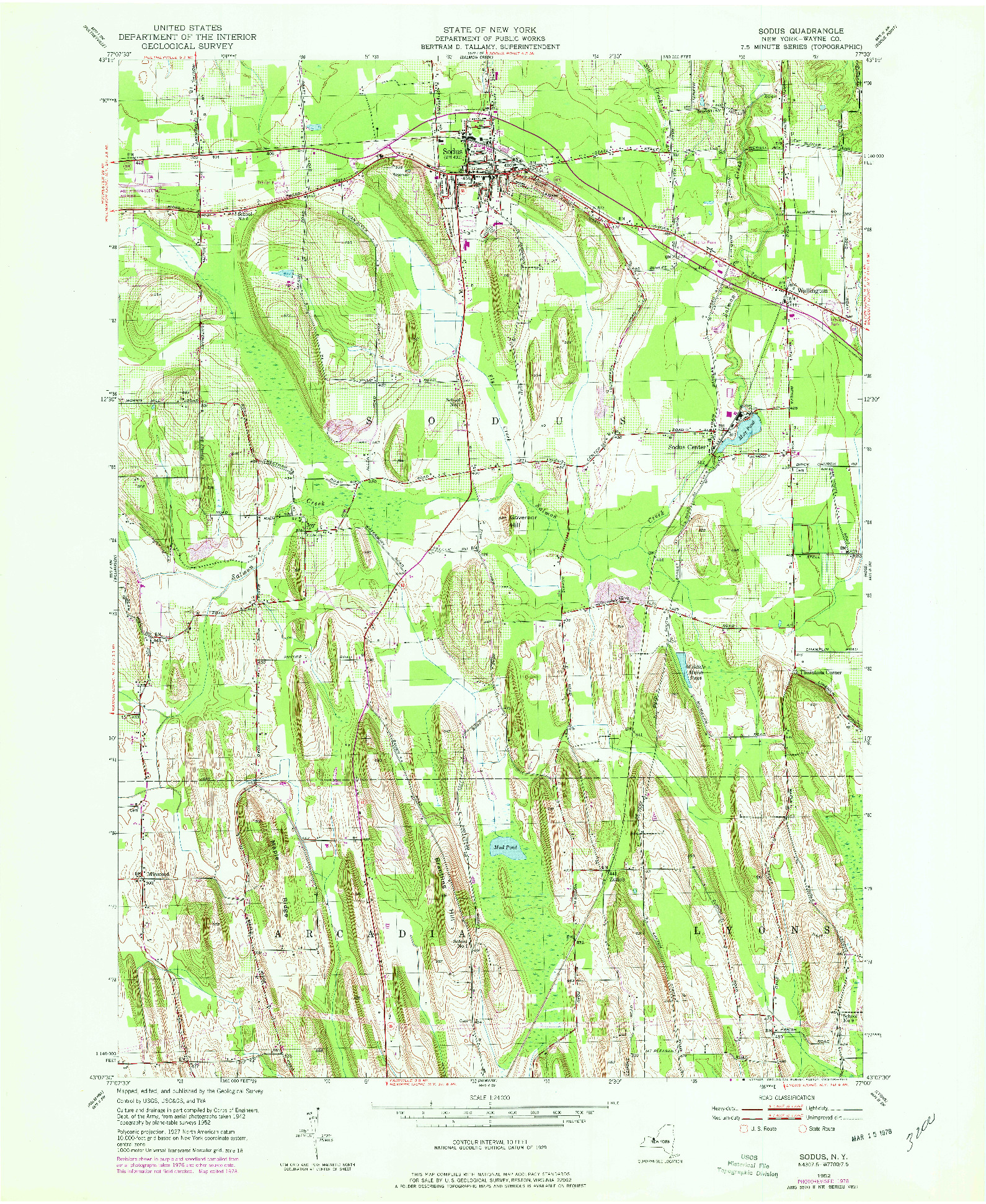 USGS 1:24000-SCALE QUADRANGLE FOR SODUS, NY 1952