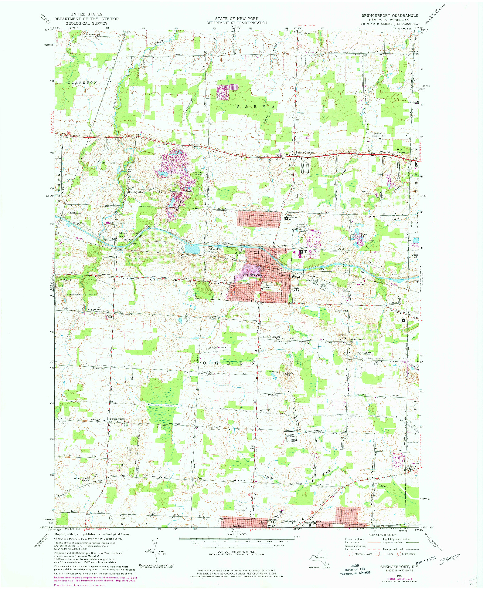 USGS 1:24000-SCALE QUADRANGLE FOR SPENCERPORT, NY 1971