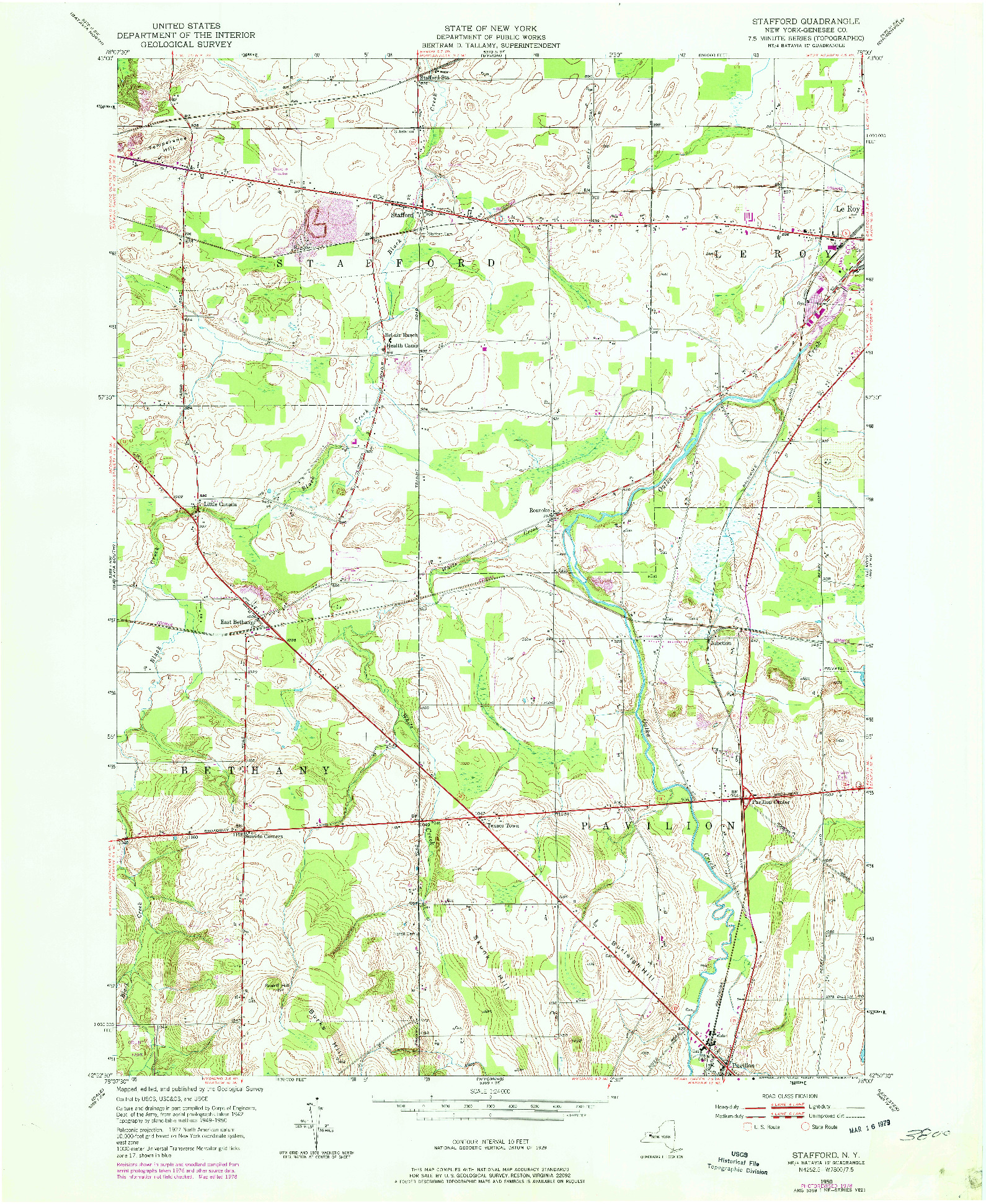 USGS 1:24000-SCALE QUADRANGLE FOR STAFFORD, NY 1950