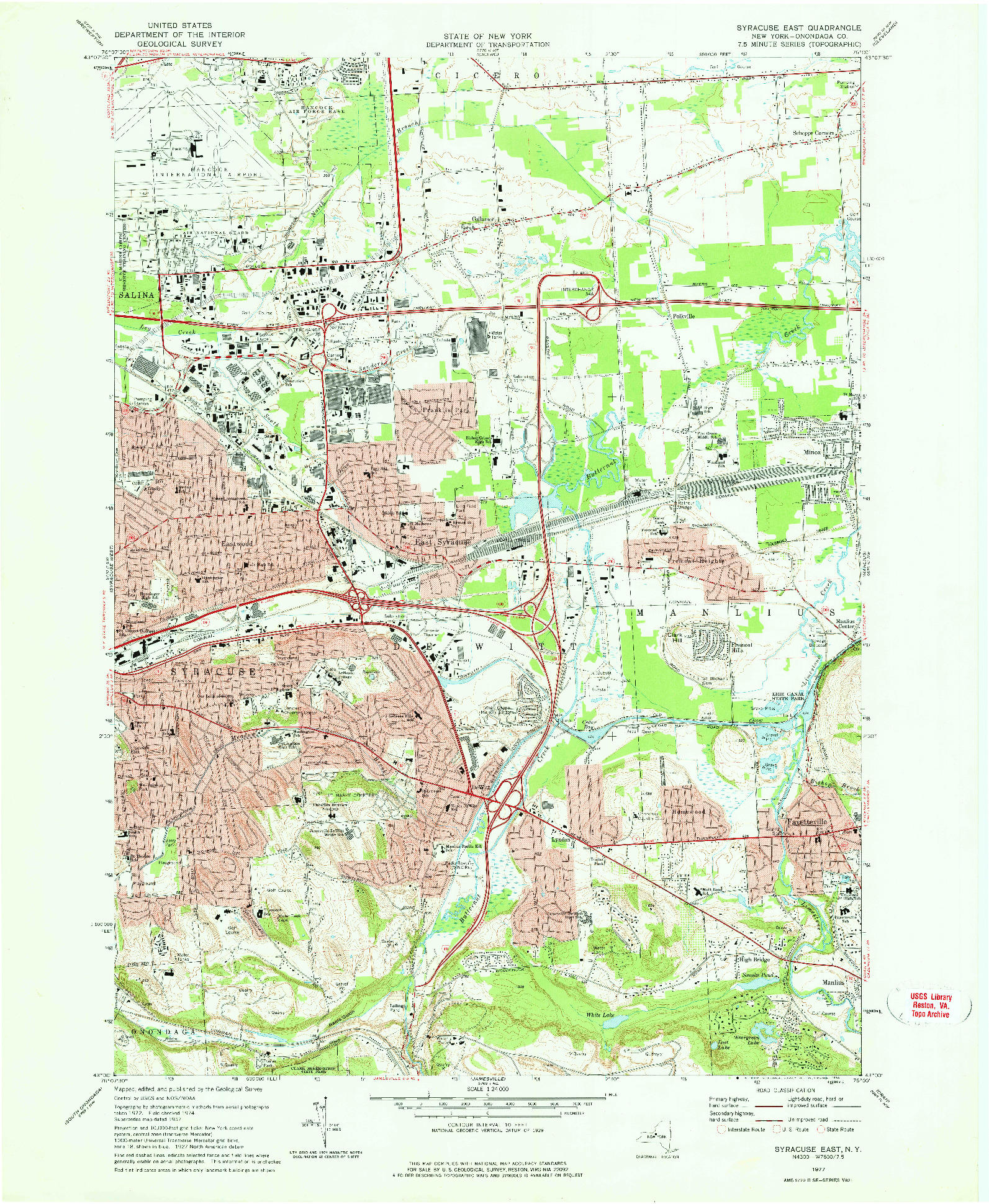 USGS 1:24000-SCALE QUADRANGLE FOR SYRACUSE EAST, NY 1977