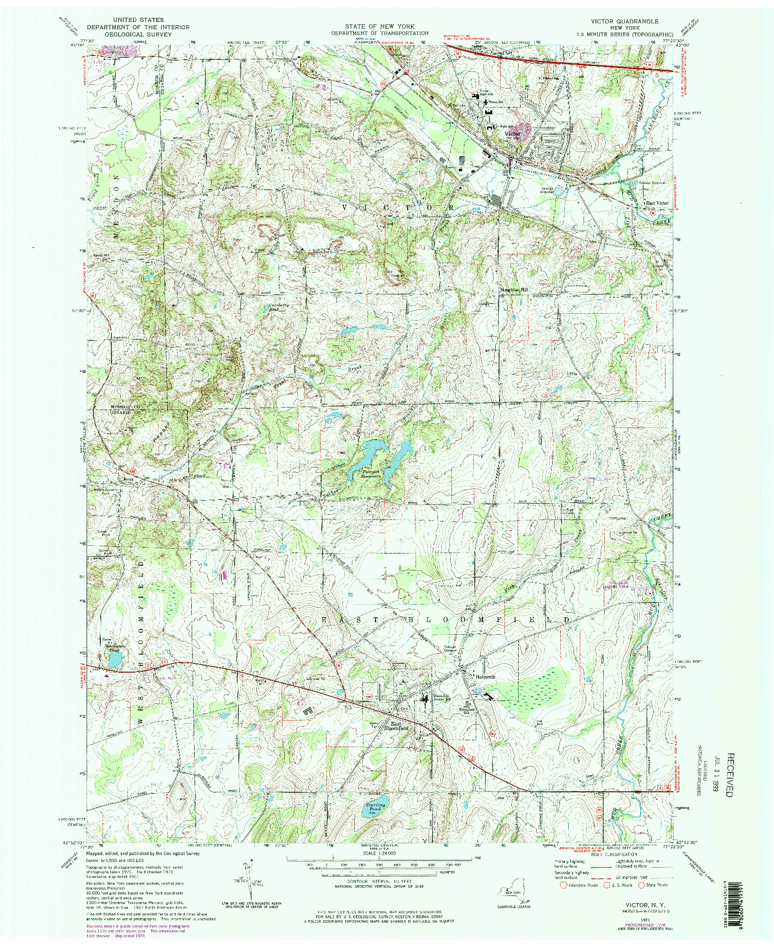 USGS 1:24000-SCALE QUADRANGLE FOR VICTOR, NY 1971