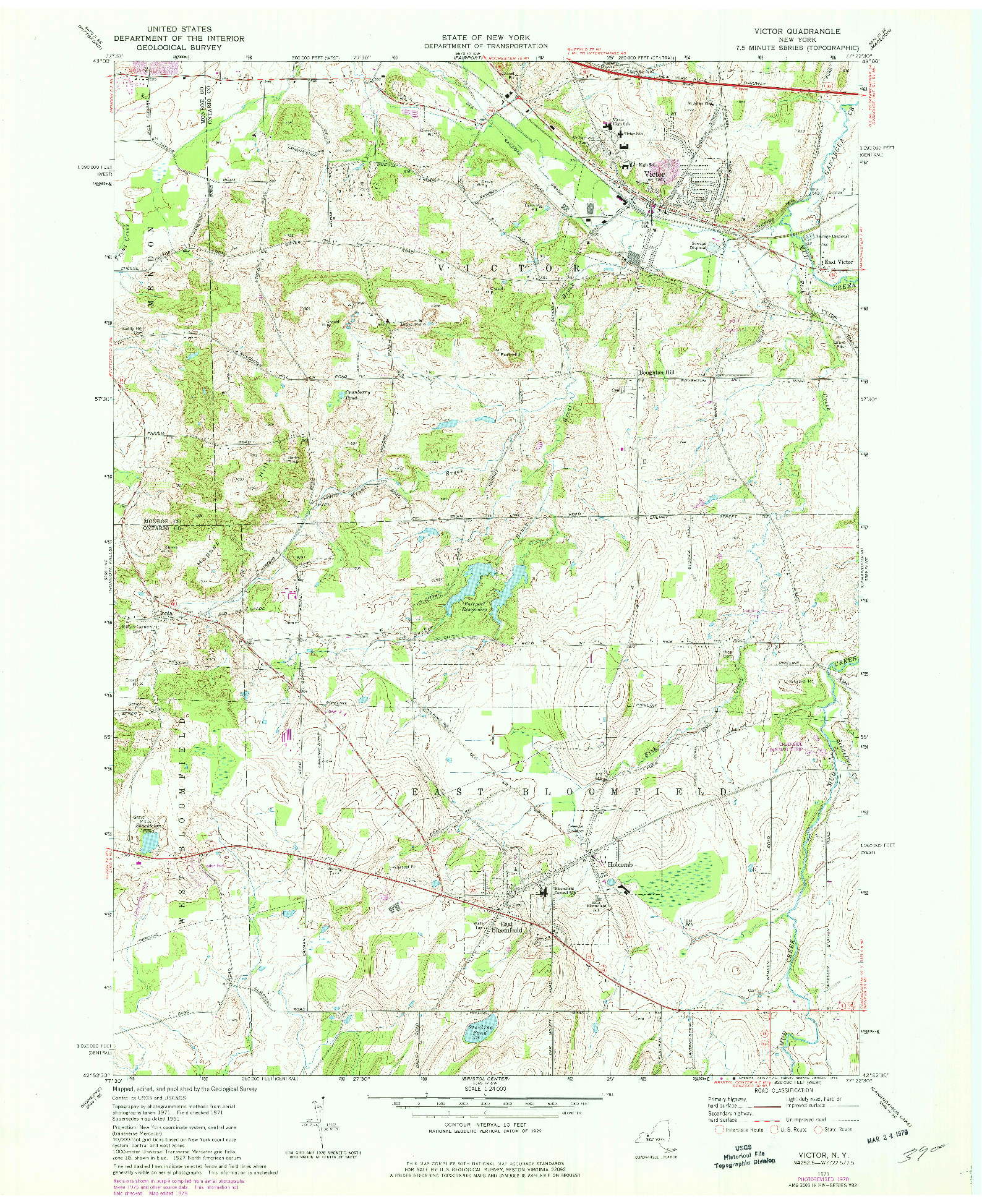 USGS 1:24000-SCALE QUADRANGLE FOR VICTOR, NY 1971