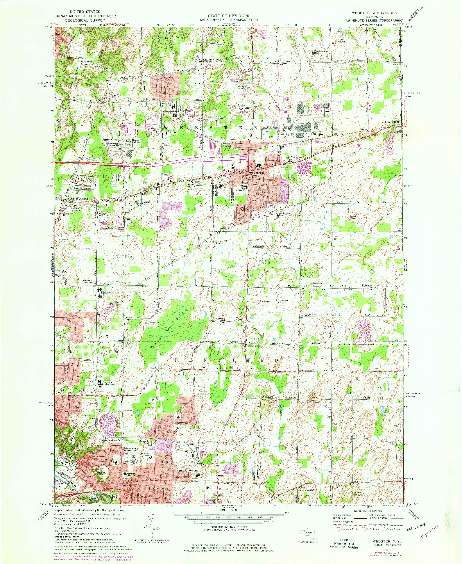 USGS 1:24000-SCALE QUADRANGLE FOR WEBSTER, NY 1971