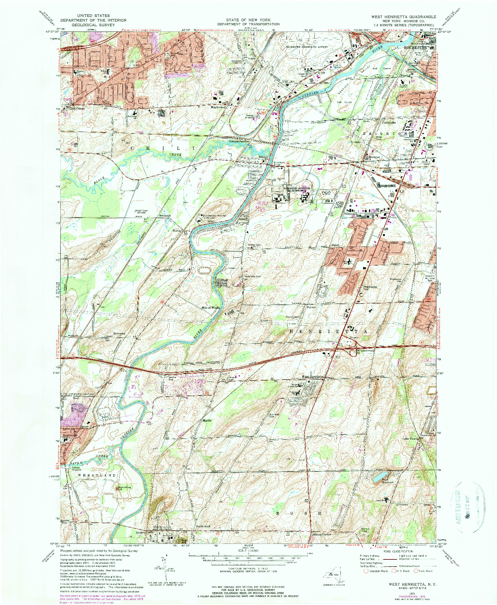 USGS 1:24000-SCALE QUADRANGLE FOR WEST HENRIETTA, NY 1971