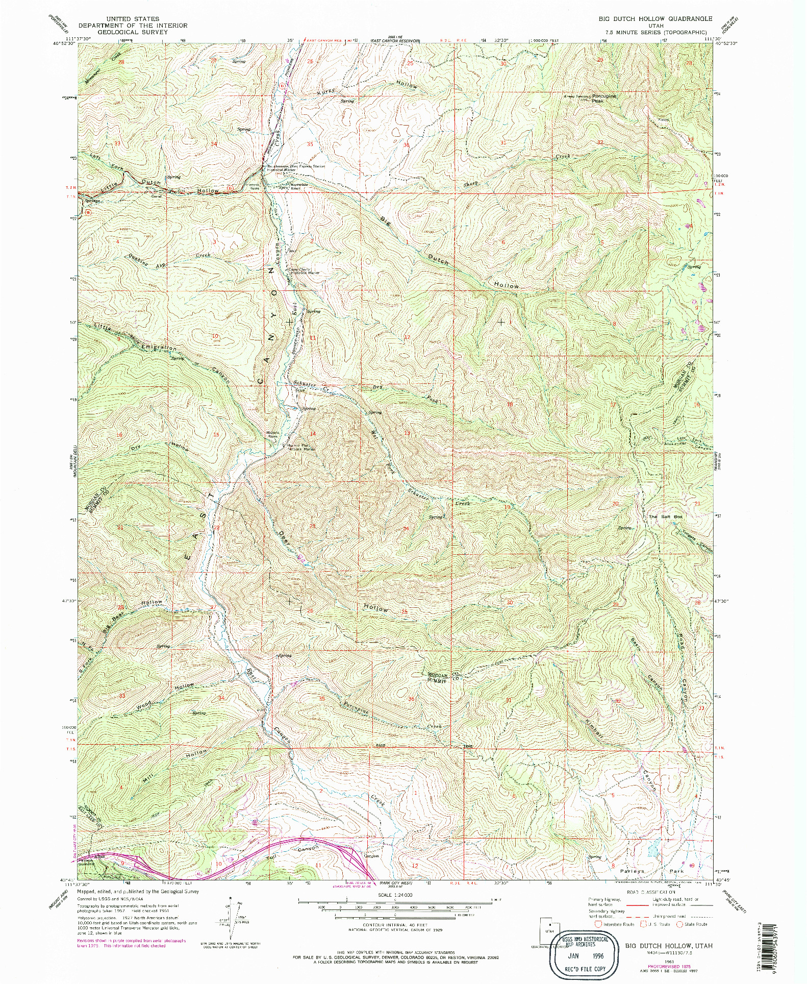 USGS 1:24000-SCALE QUADRANGLE FOR BIG DUTCH HOLLOW, UT 1961