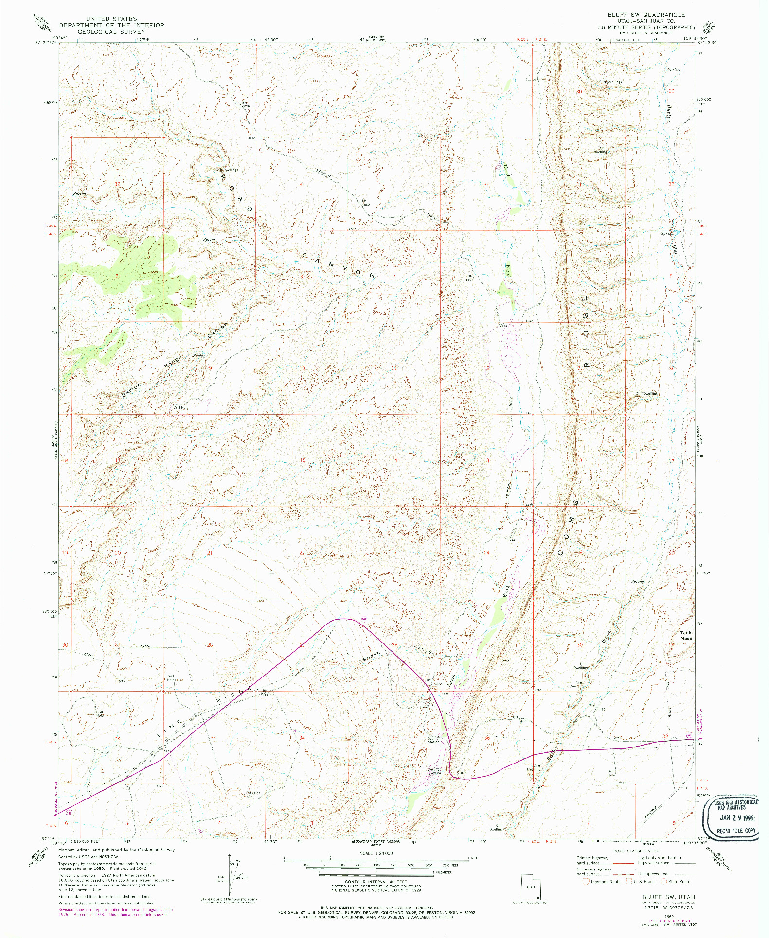 USGS 1:24000-SCALE QUADRANGLE FOR BLUFF SW, UT 1962