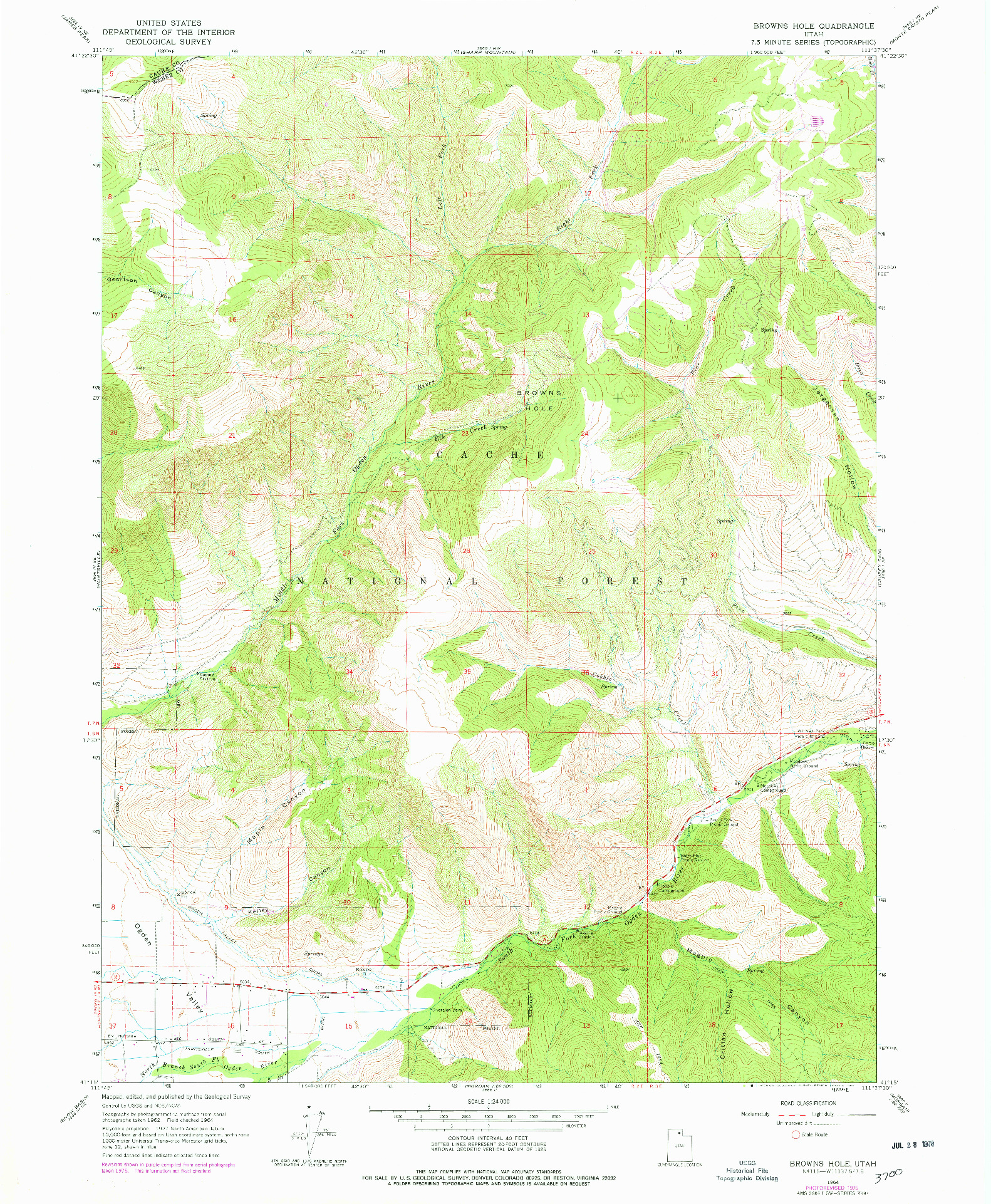 USGS 1:24000-SCALE QUADRANGLE FOR BROWNS HOLE, UT 1964