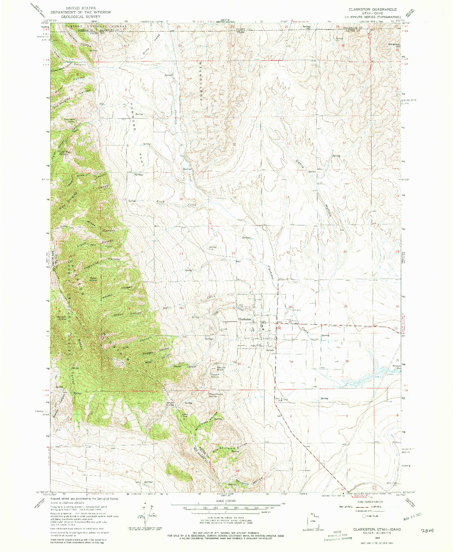 USGS 1:24000-SCALE QUADRANGLE FOR CLARKSTON, UT 1964