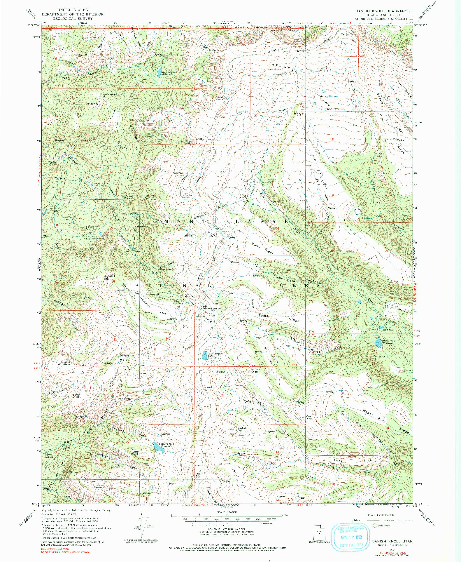 USGS 1:24000-SCALE QUADRANGLE FOR DANISH KNOLL, UT 1966