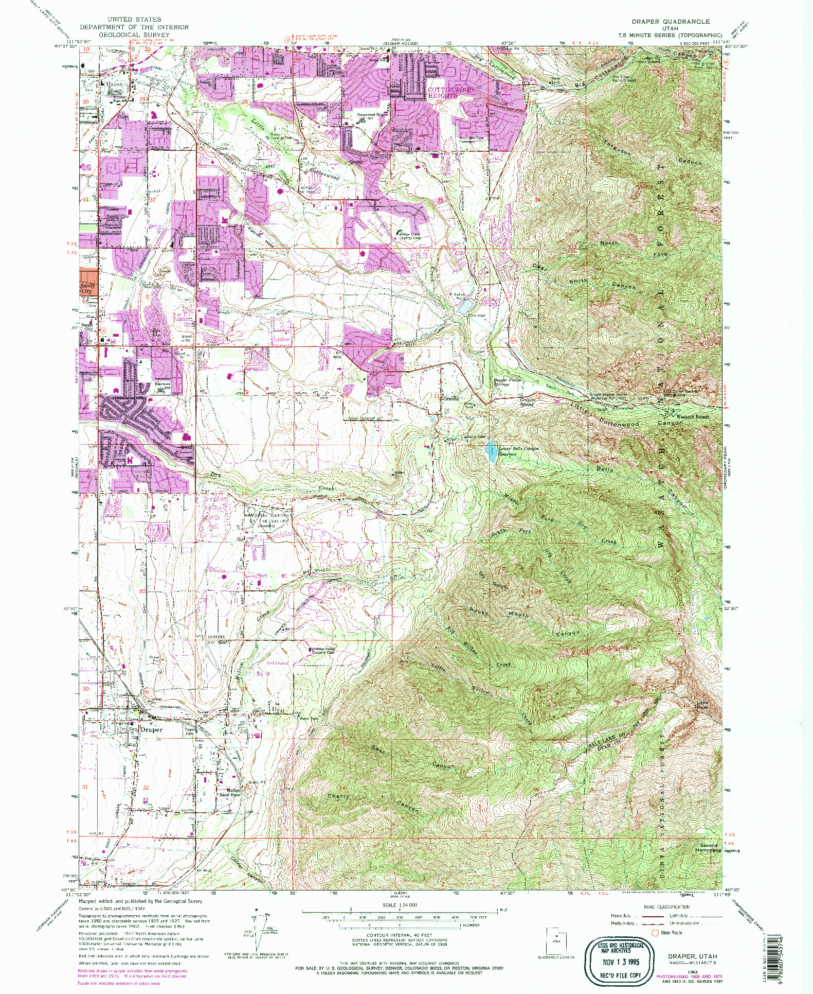 USGS 1:24000-SCALE QUADRANGLE FOR DRAPER, UT 1963