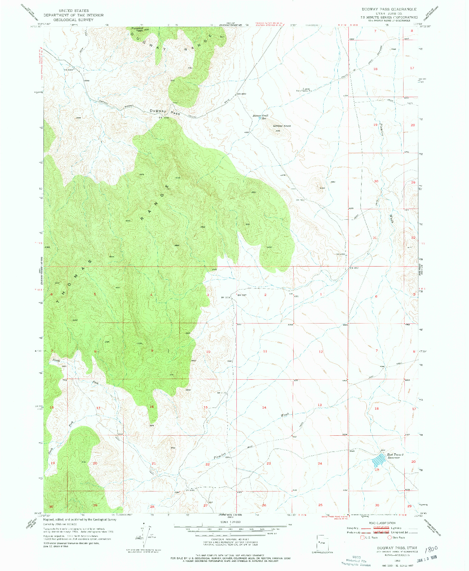 USGS 1:24000-SCALE QUADRANGLE FOR DUGWAY PASS, UT 1953