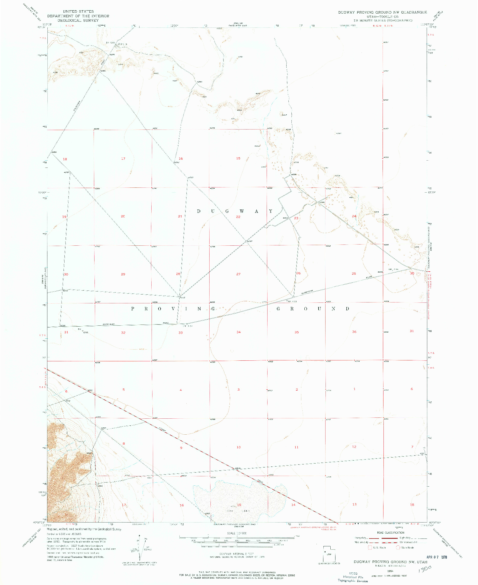 USGS 1:24000-SCALE QUADRANGLE FOR DUGWAY PROVING GROUND NW, UT 1954