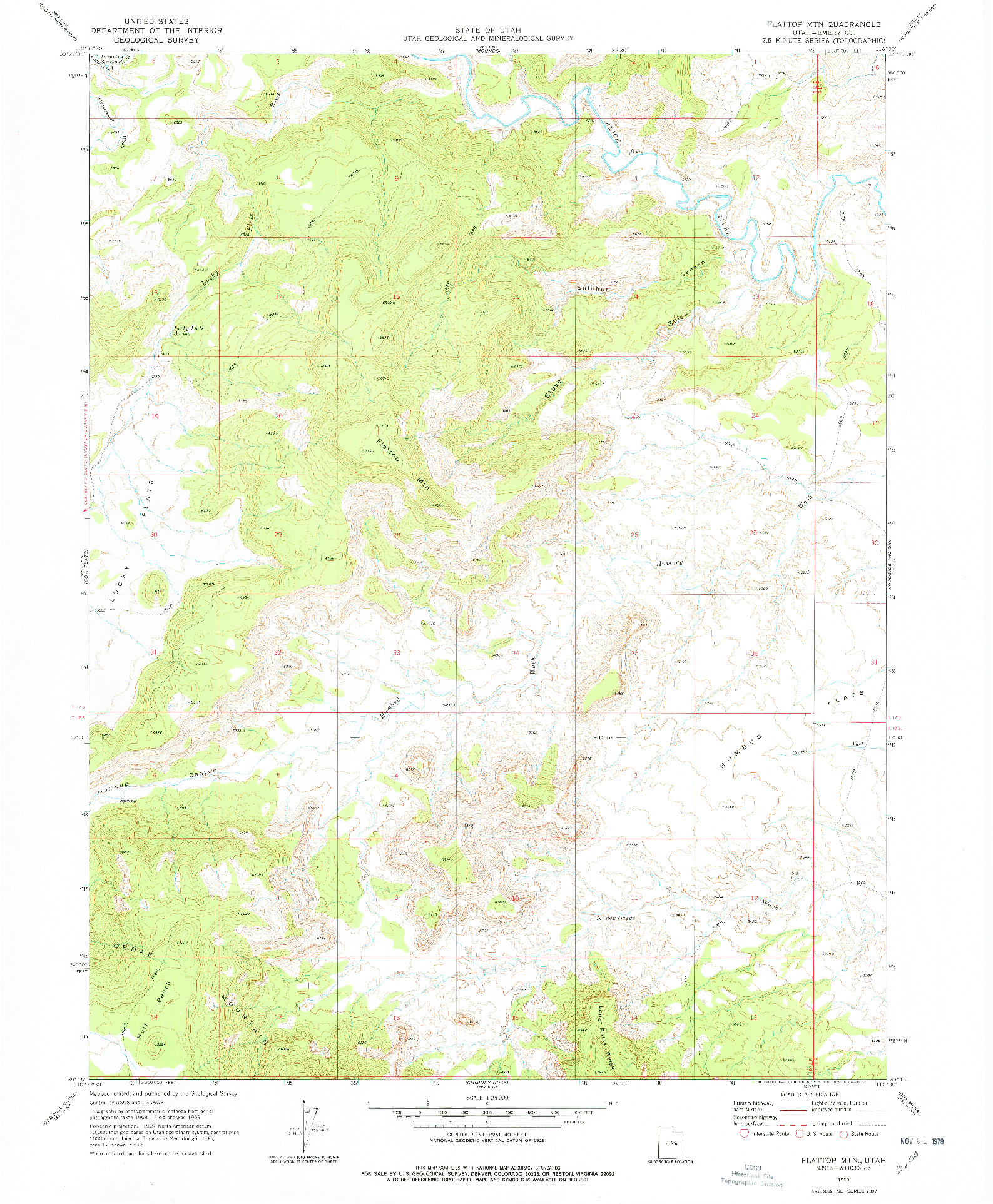 USGS 1:24000-SCALE QUADRANGLE FOR FLATTOP  MTN, UT 1969