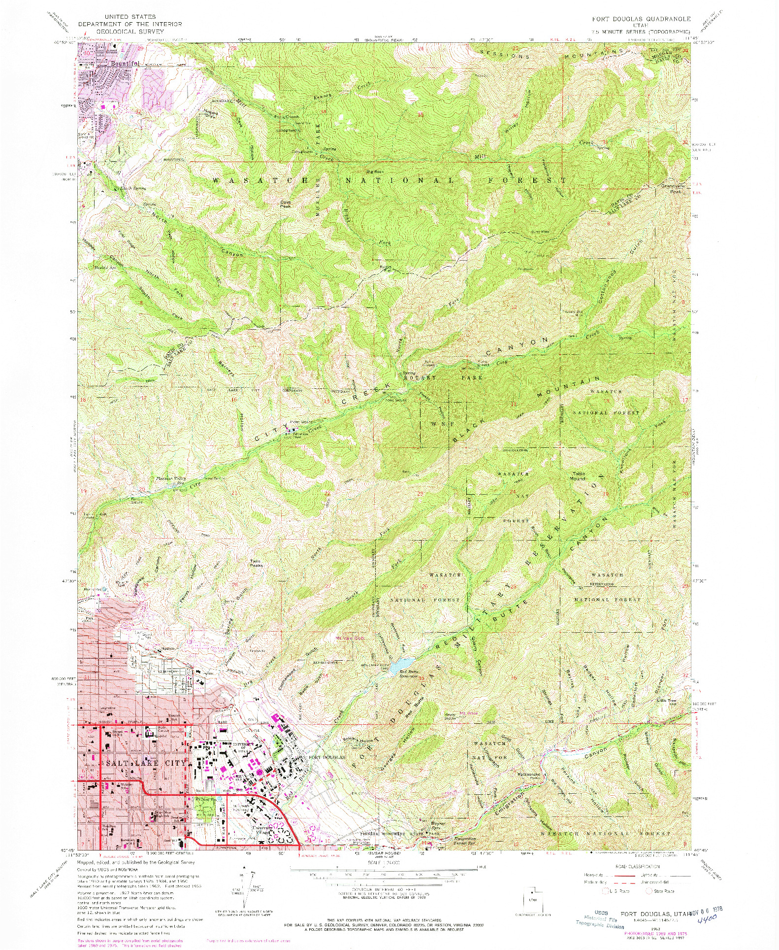 USGS 1:24000-SCALE QUADRANGLE FOR FORT DOUGLAS, UT 1963