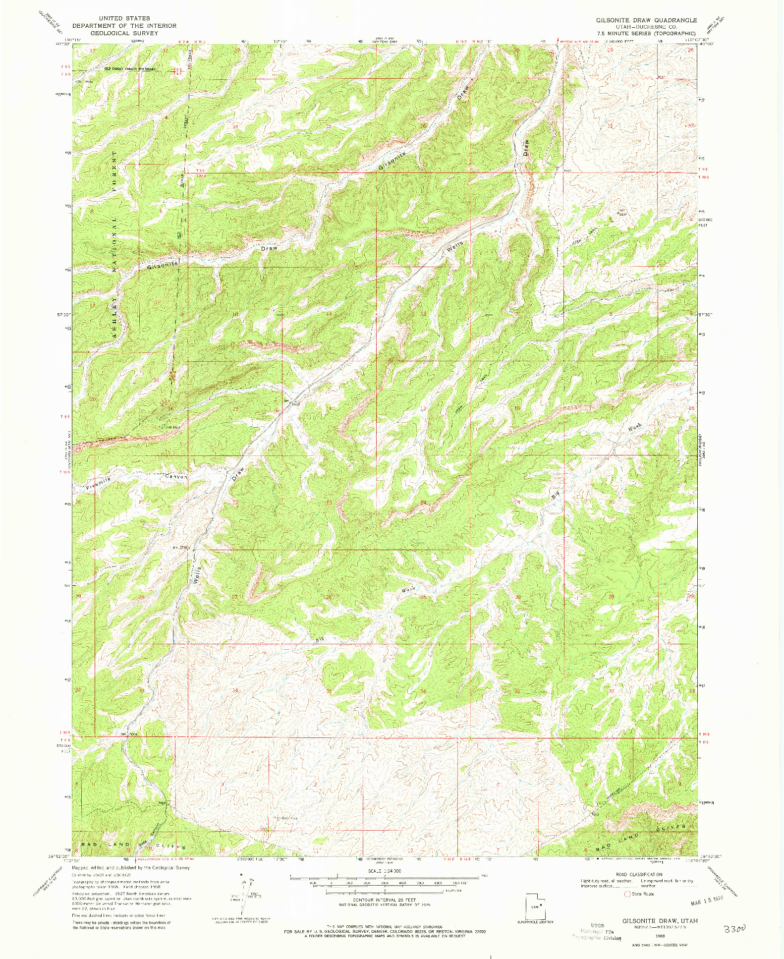 USGS 1:24000-SCALE QUADRANGLE FOR GILSONITE DRAW, UT 1968