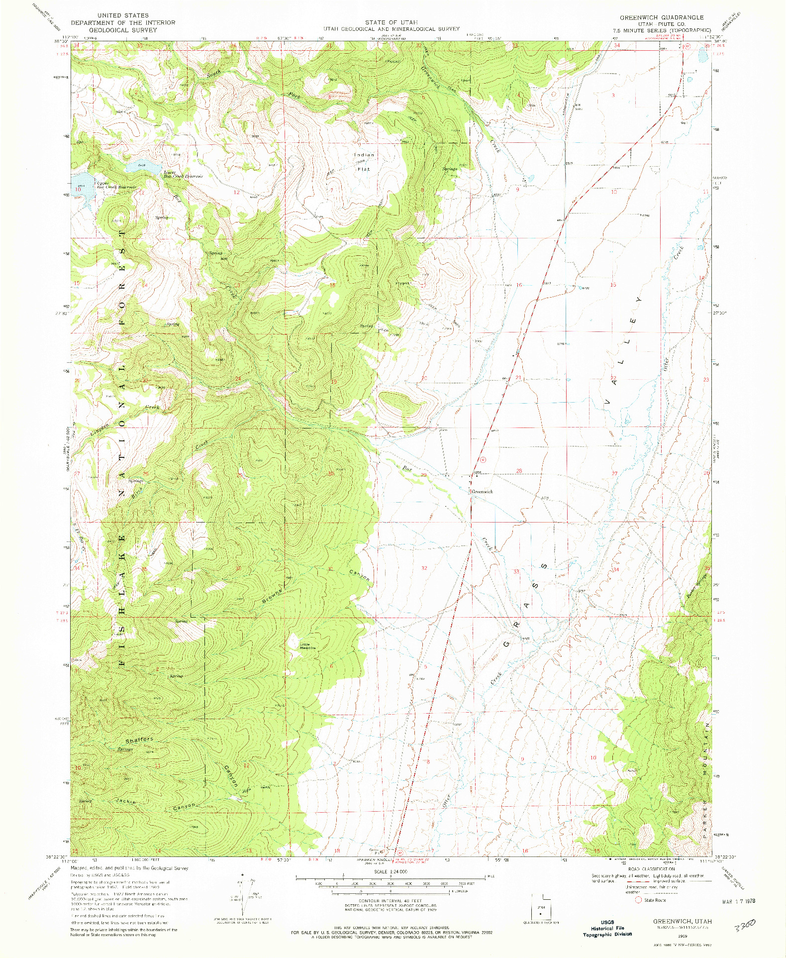 USGS 1:24000-SCALE QUADRANGLE FOR GREENWICH, UT 1969