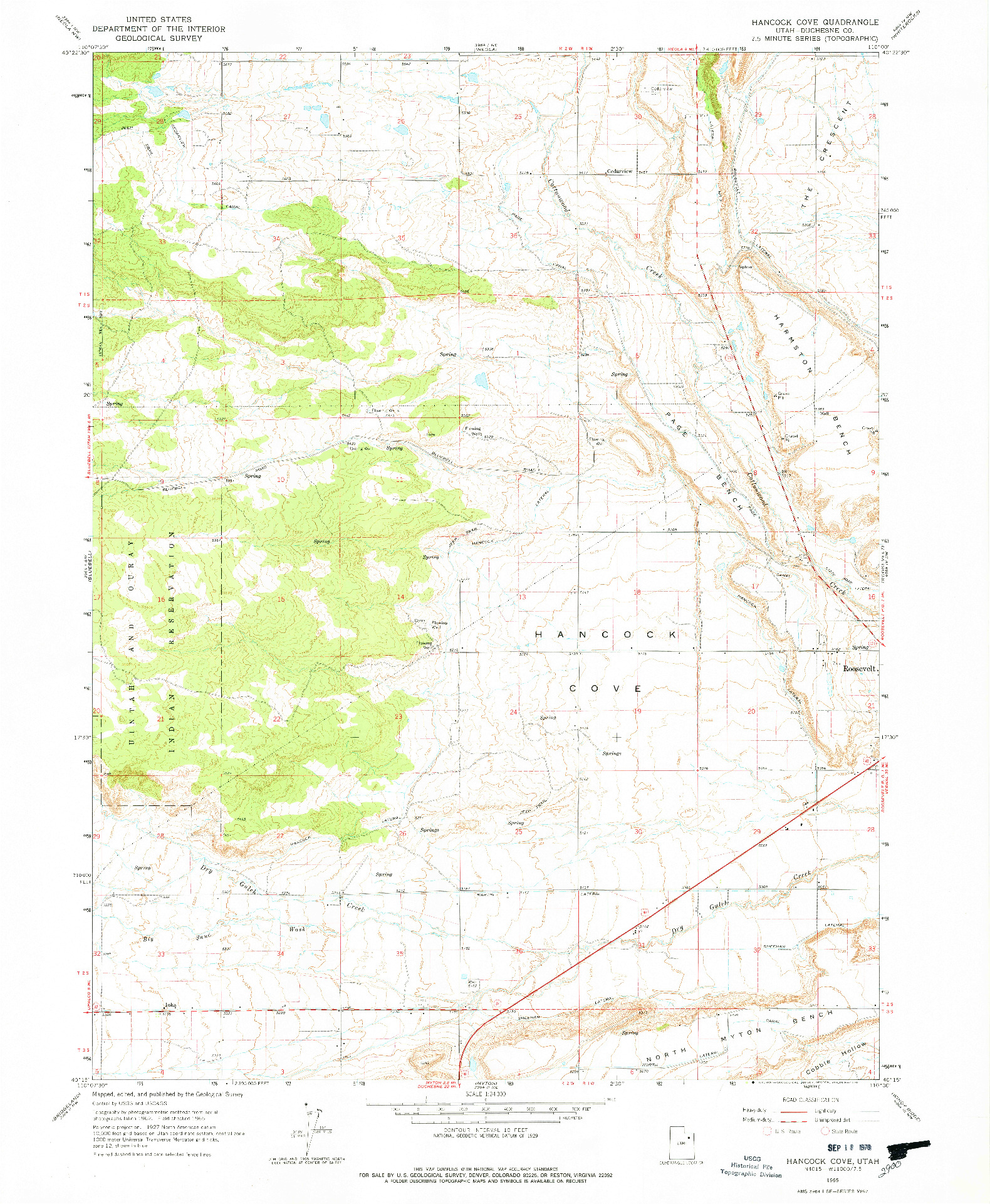 USGS 1:24000-SCALE QUADRANGLE FOR HANCOCK COVE, UT 1965