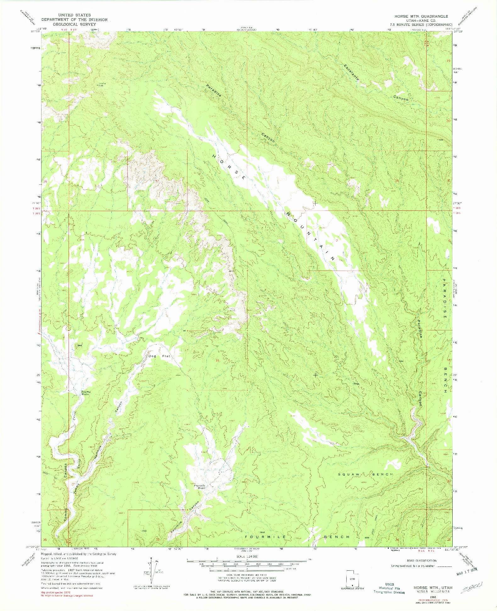 USGS 1:24000-SCALE QUADRANGLE FOR HORSE MTN, UT 1968