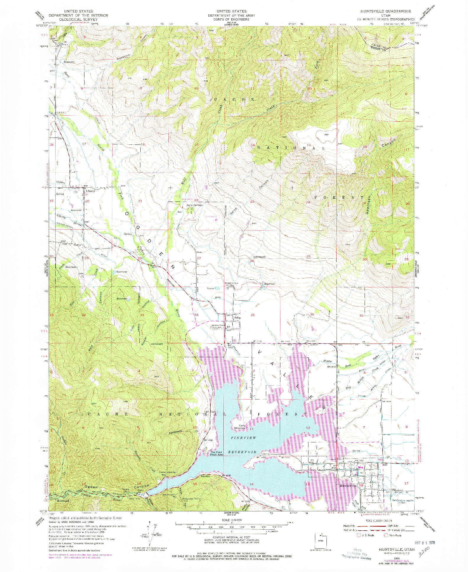 USGS 1:24000-SCALE QUADRANGLE FOR HUNTSVILLE, UT 1955