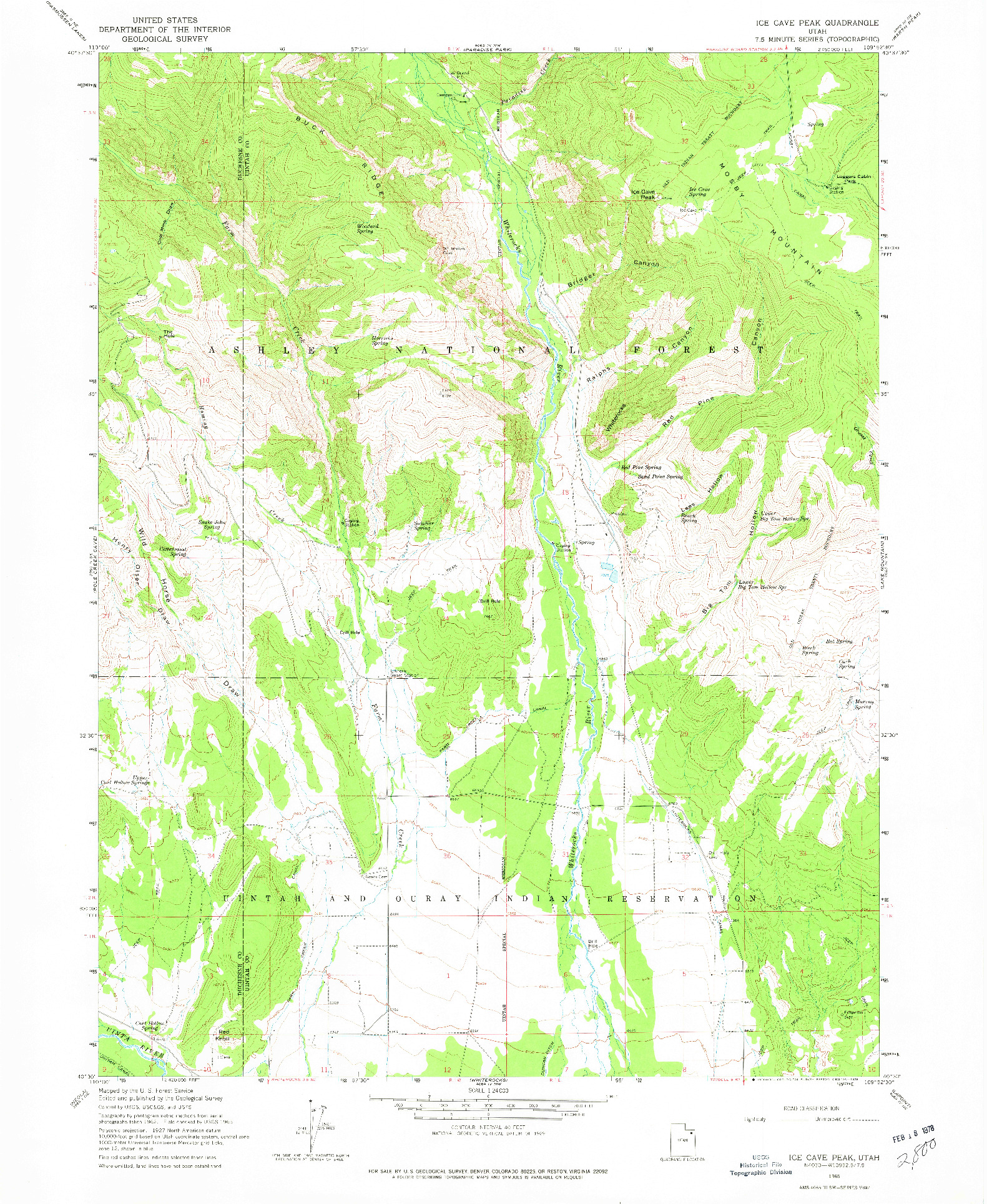 USGS 1:24000-SCALE QUADRANGLE FOR ICE CAVE PEAK, UT 1965