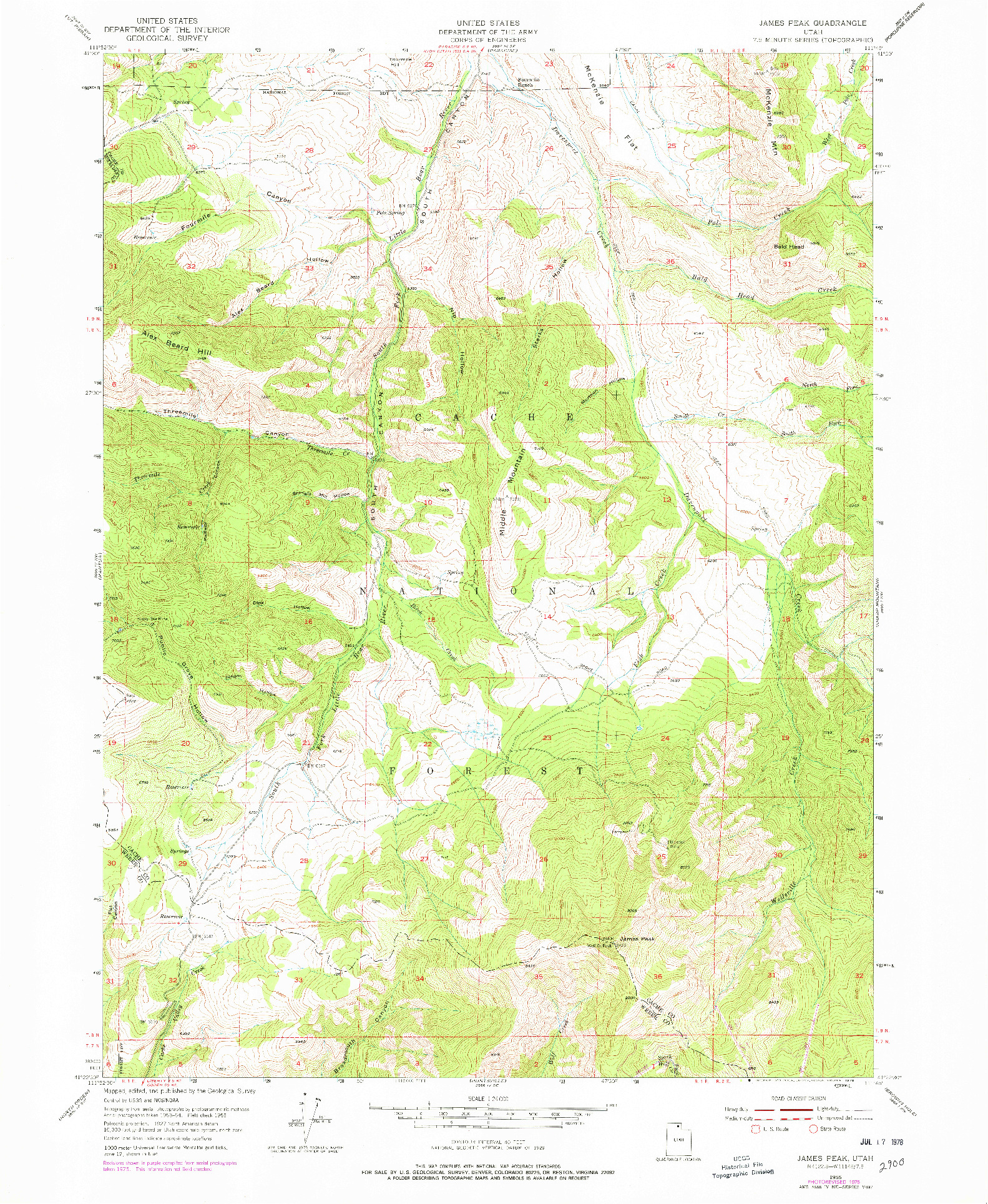 USGS 1:24000-SCALE QUADRANGLE FOR JAMES PEAK, UT 1955