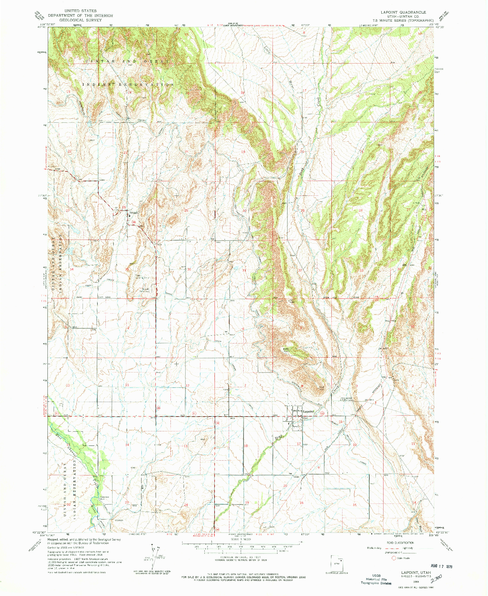 USGS 1:24000-SCALE QUADRANGLE FOR LAPOINT, UT 1964