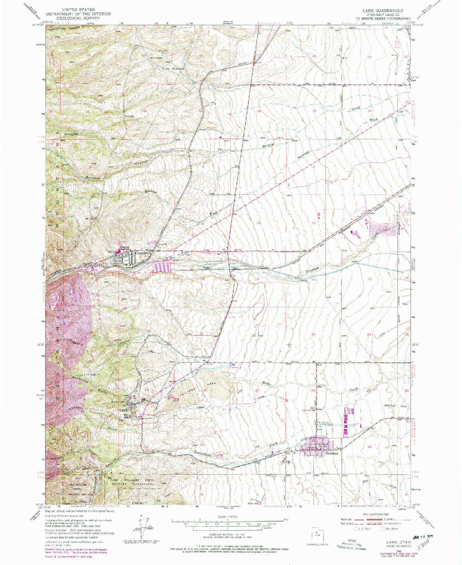 USGS 1:24000-SCALE QUADRANGLE FOR LARK, UT 1952