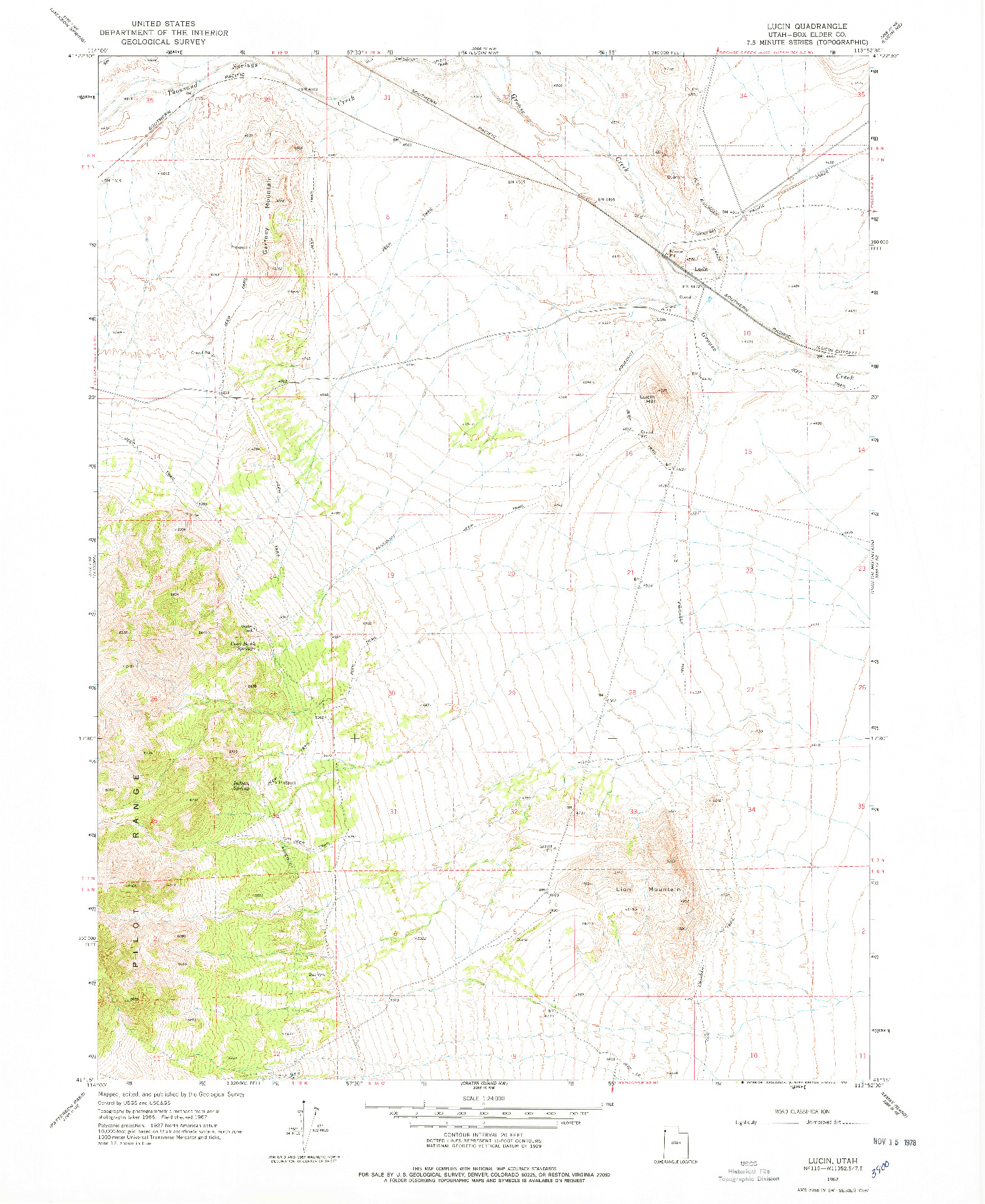 USGS 1:24000-SCALE QUADRANGLE FOR LUCIN, UT 1967