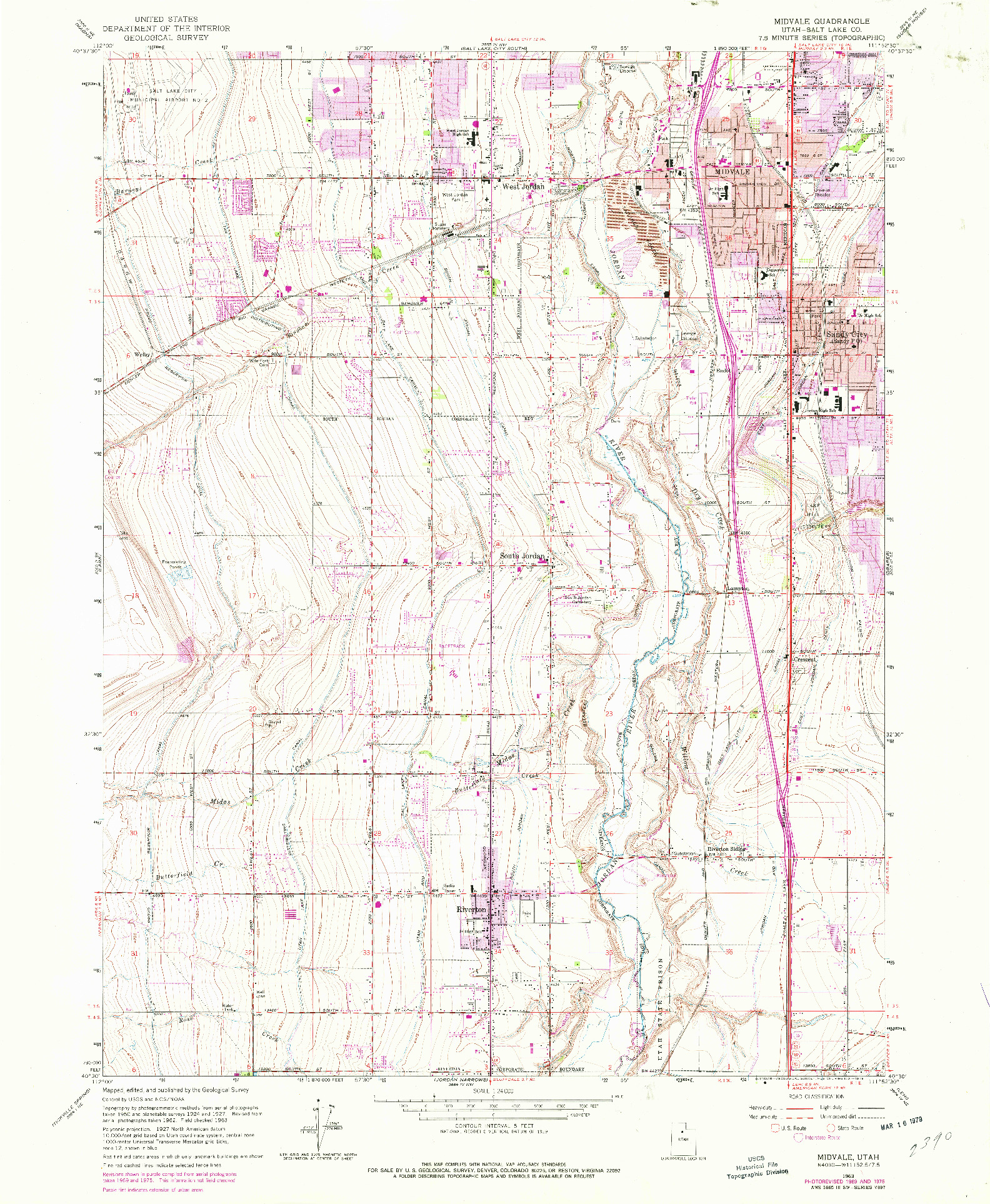 USGS 1:24000-SCALE QUADRANGLE FOR MIDVALE, UT 1963