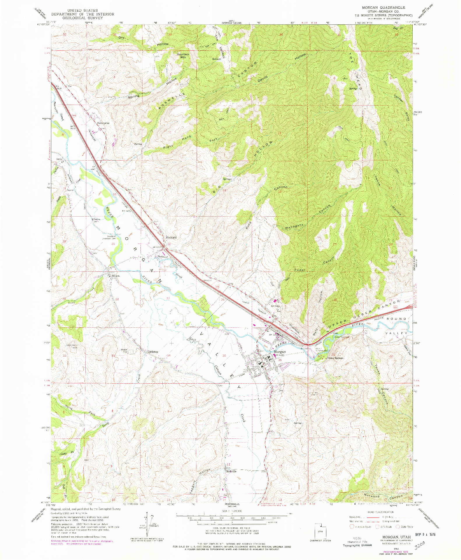 USGS 1:24000-SCALE QUADRANGLE FOR MORGAN, UT 1961