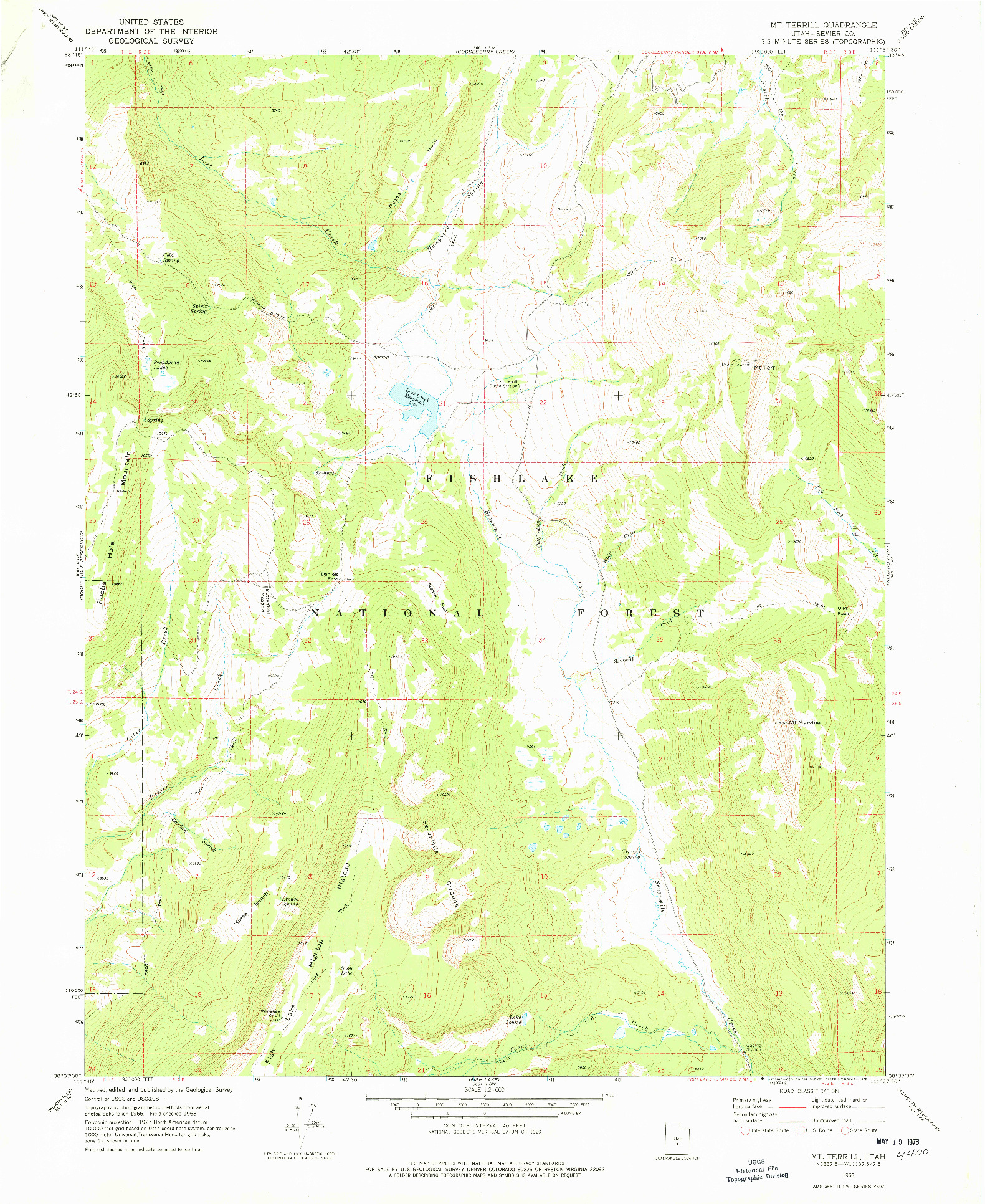 USGS 1:24000-SCALE QUADRANGLE FOR MT TERRILL, UT 1968