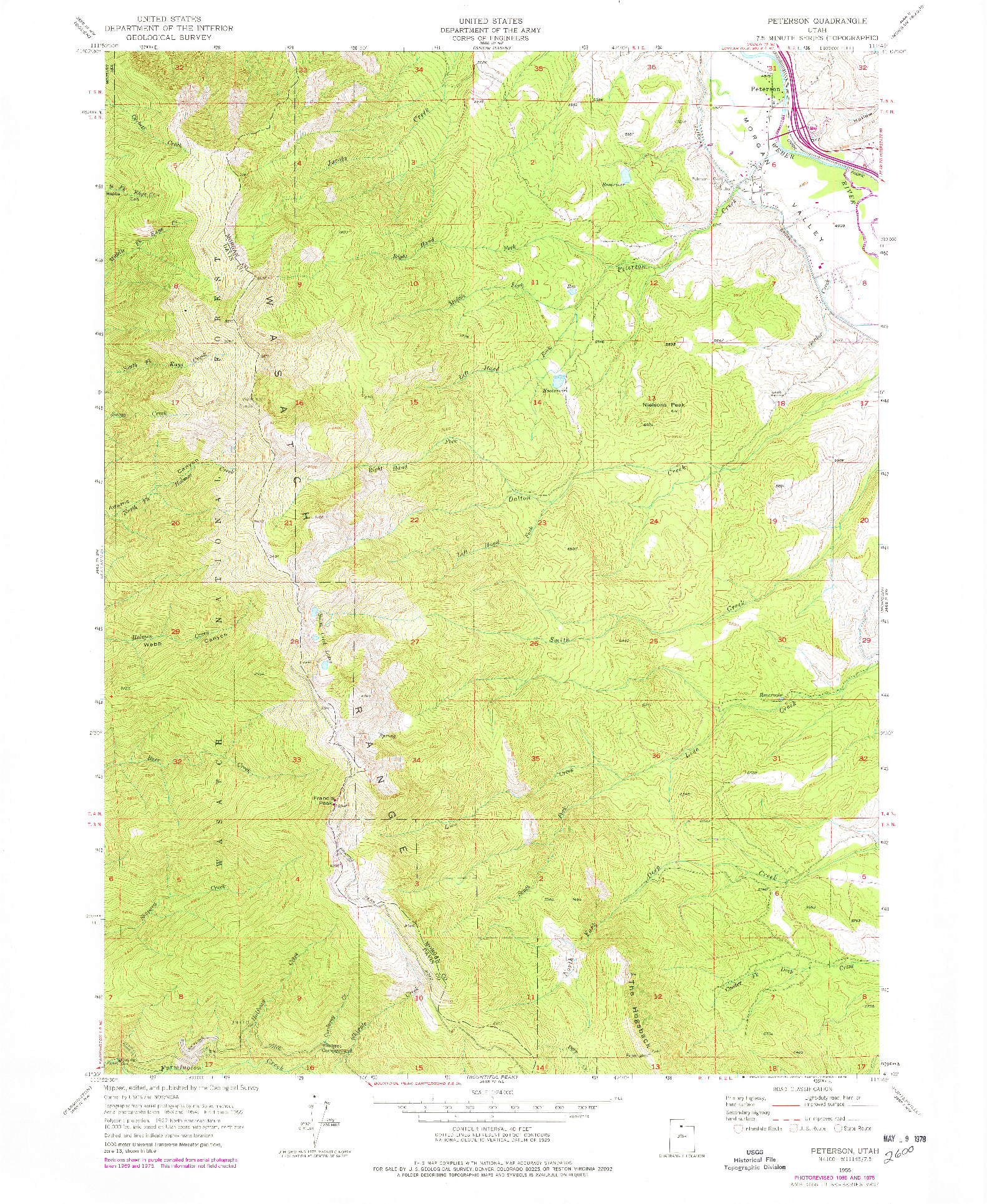 USGS 1:24000-SCALE QUADRANGLE FOR PETERSON, UT 1955