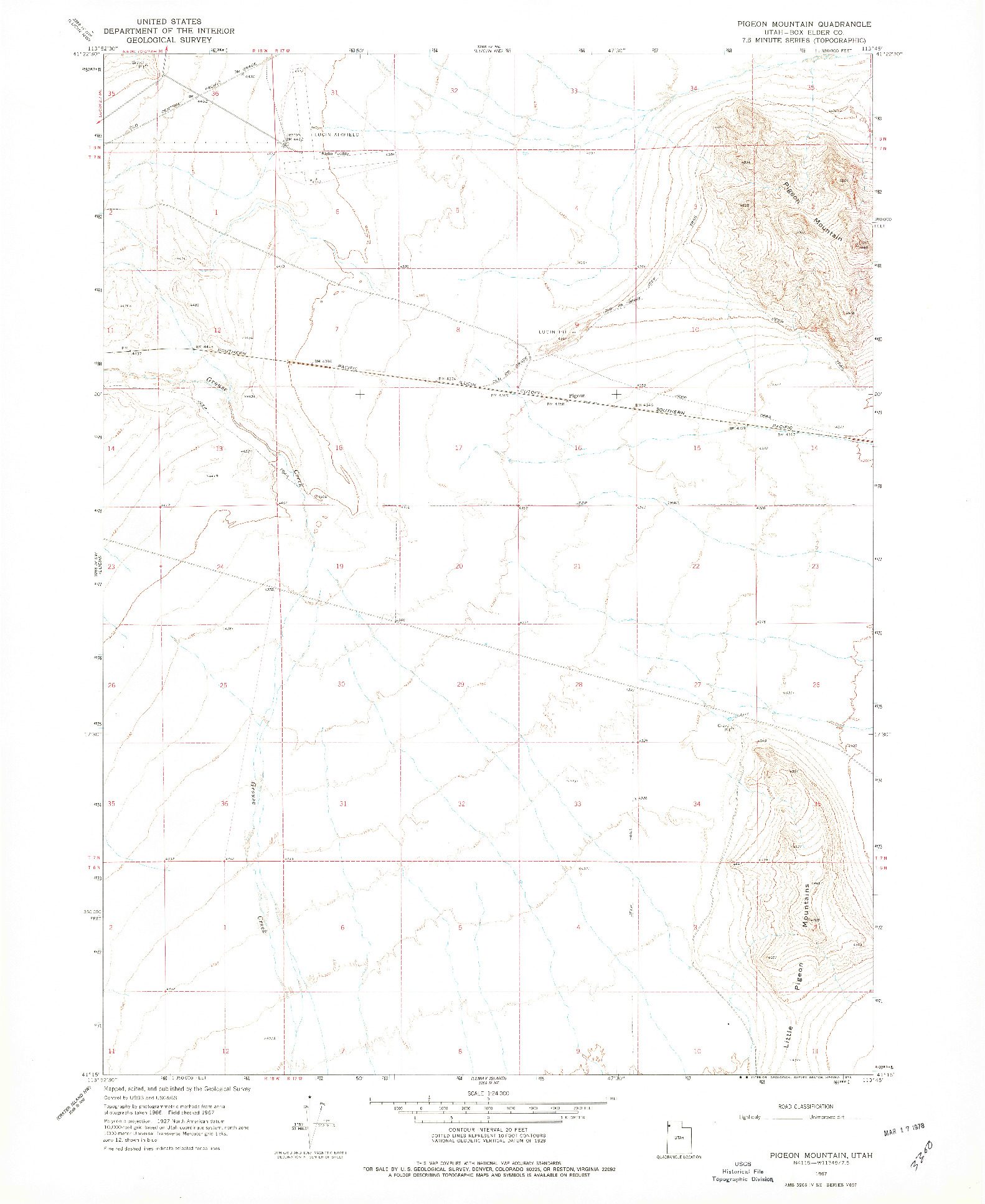 USGS 1:24000-SCALE QUADRANGLE FOR PIGEON MOUNTAIN, UT 1967