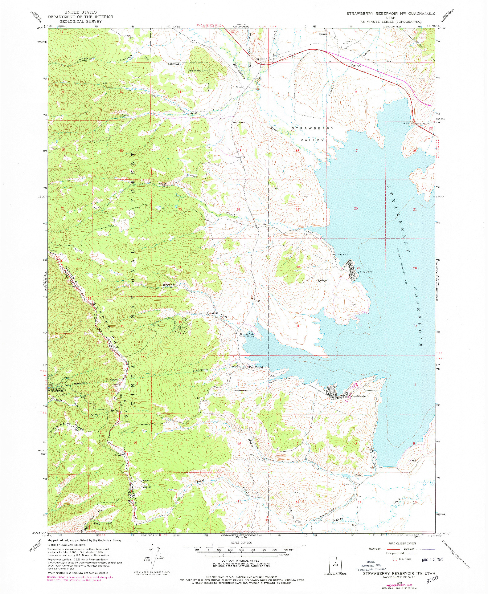 USGS 1:24000-SCALE QUADRANGLE FOR STRAWBERRY RESERVOIR NW, UT 1966