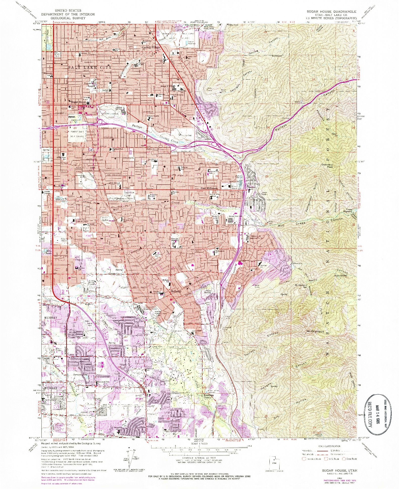 USGS 1:24000-SCALE QUADRANGLE FOR SUGAR HOUSE, UT 1963