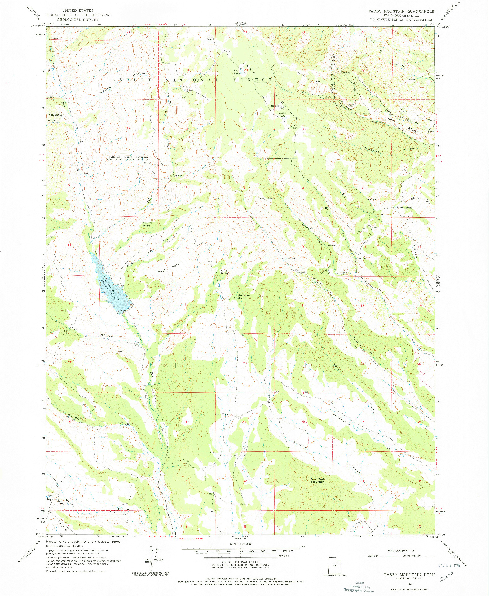 USGS 1:24000-SCALE QUADRANGLE FOR TABBY MOUNTAIN, UT 1962