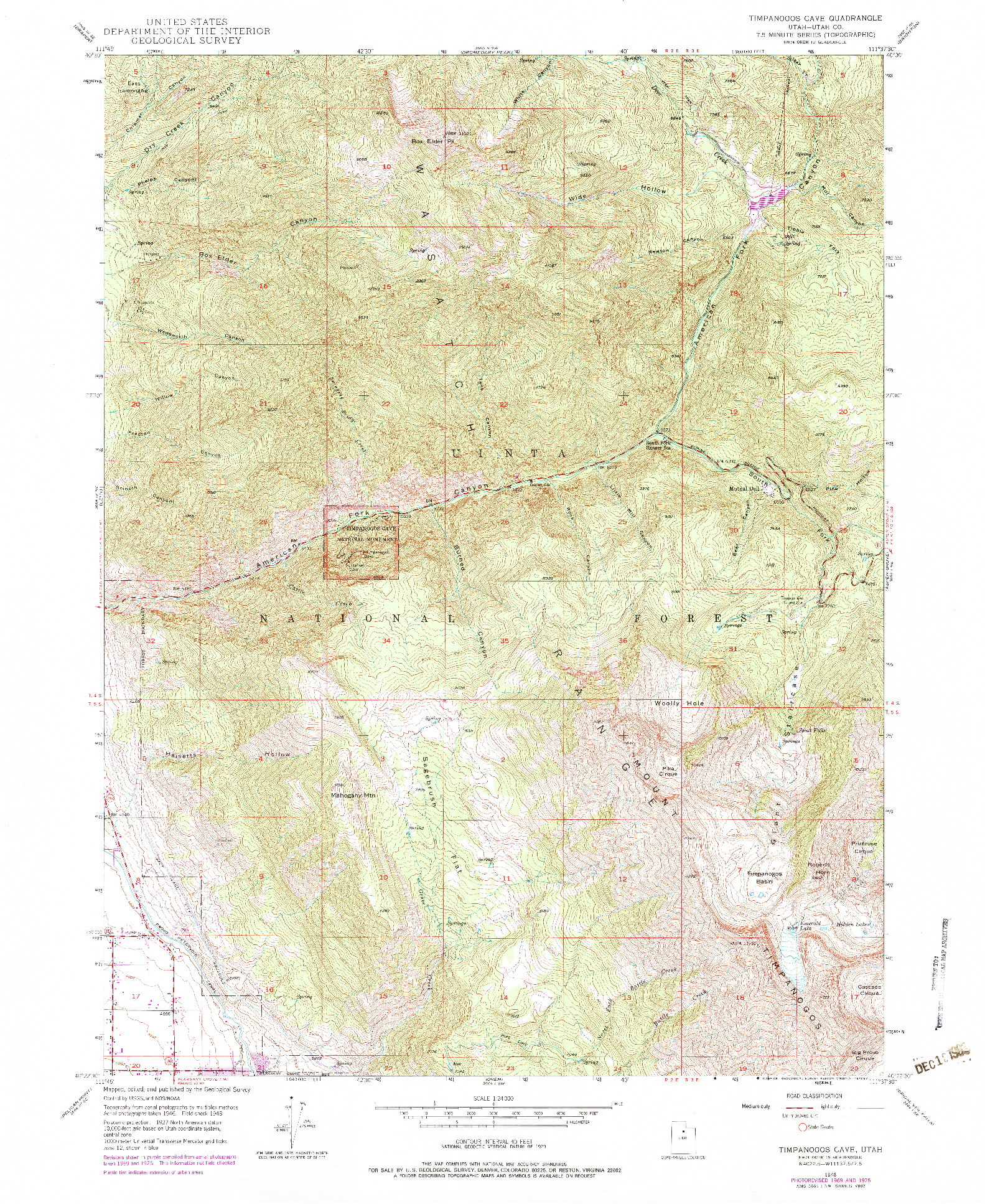 USGS 1:24000-SCALE QUADRANGLE FOR TIMPANOGOS CAVE, UT 1948