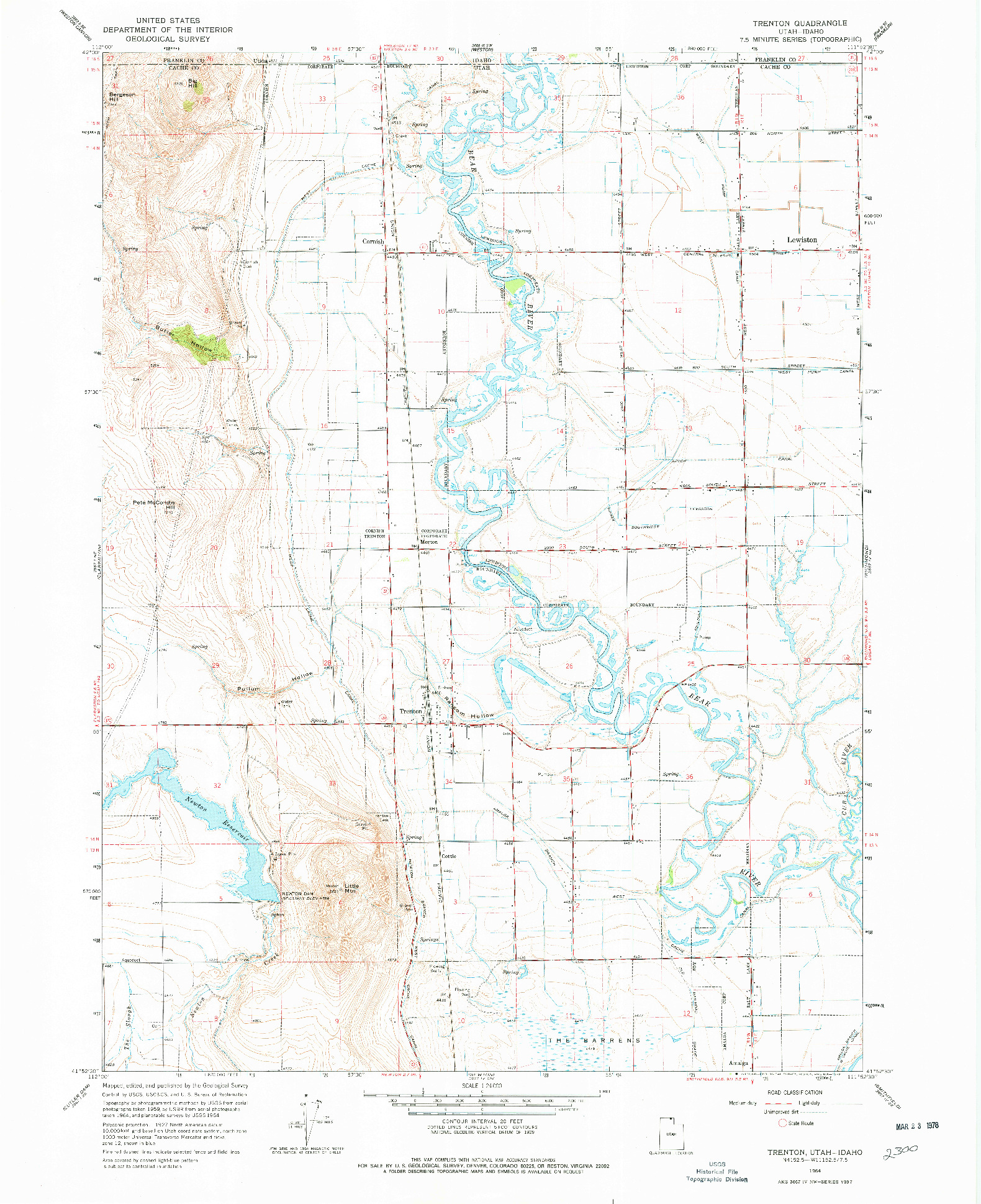 USGS 1:24000-SCALE QUADRANGLE FOR TRENTON, UT 1964