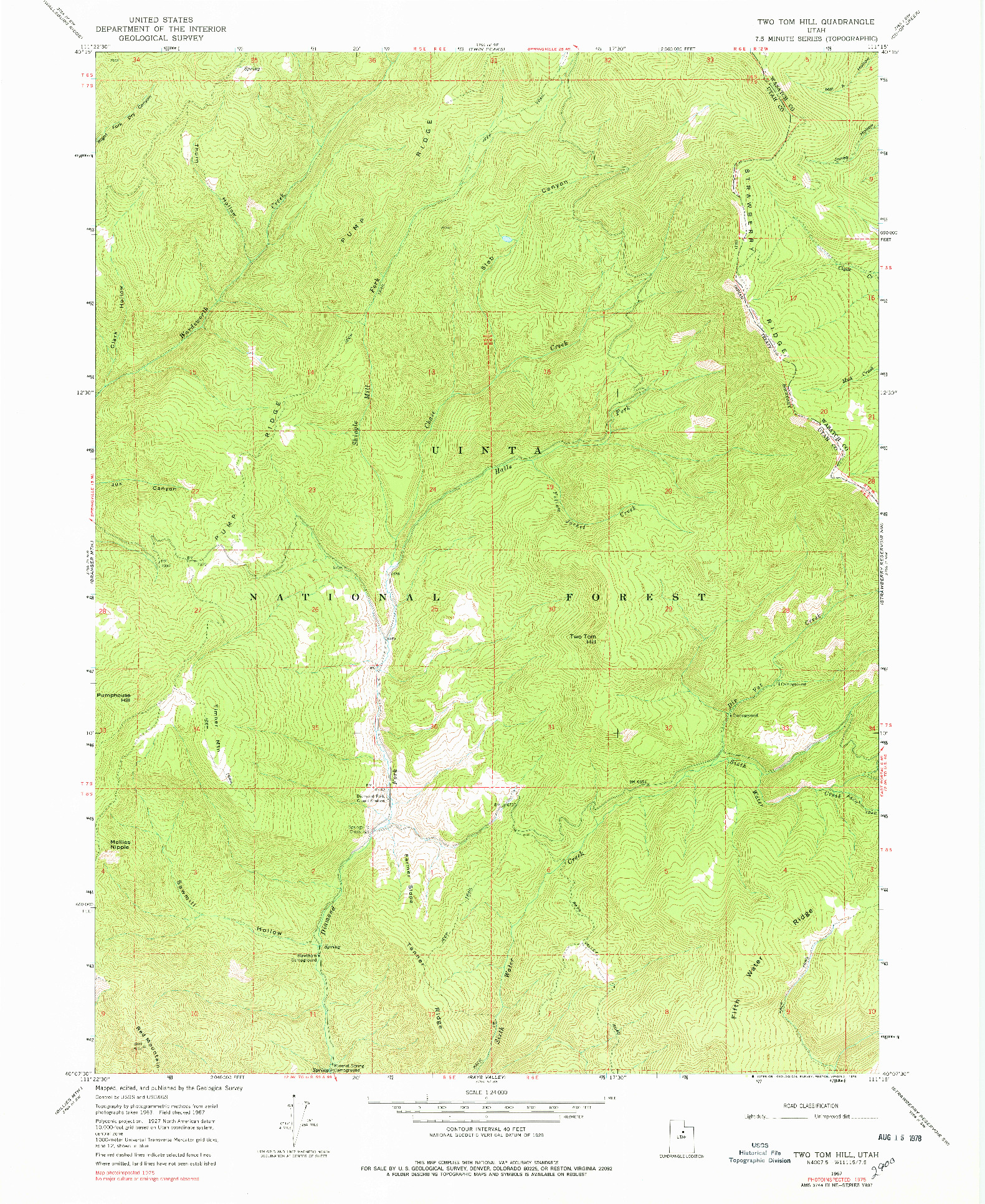 USGS 1:24000-SCALE QUADRANGLE FOR TWO TOM HILL, UT 1967