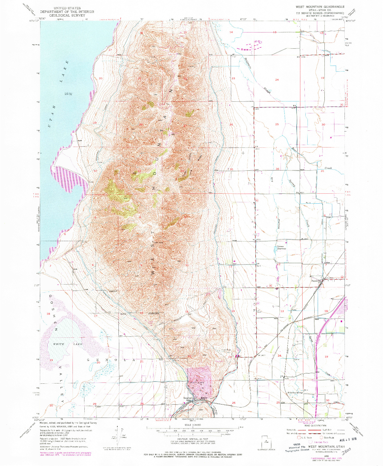 USGS 1:24000-SCALE QUADRANGLE FOR WEST MOUNTAIN, UT 1950