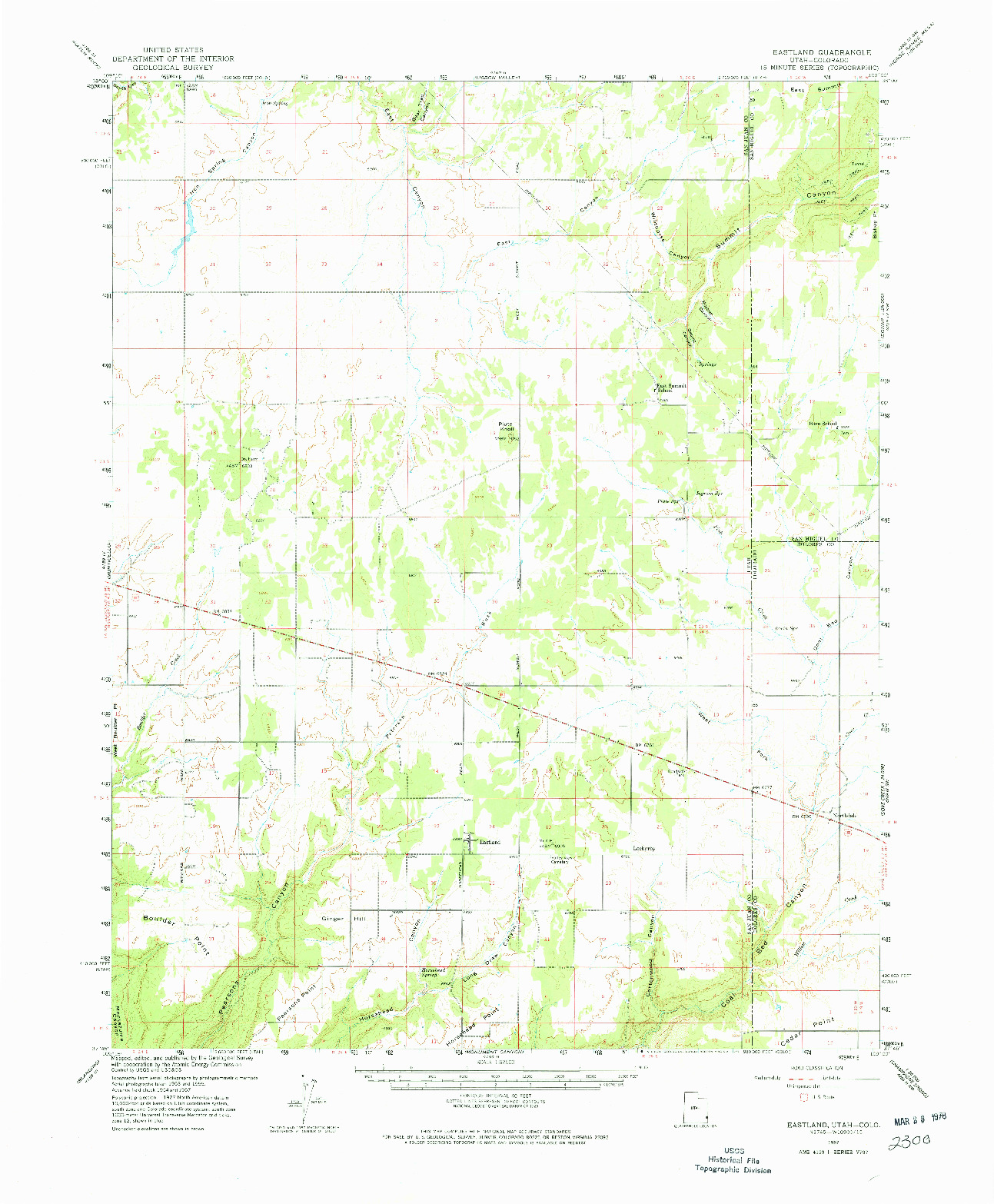 USGS 1:62500-SCALE QUADRANGLE FOR EASTLAND, UT 1957