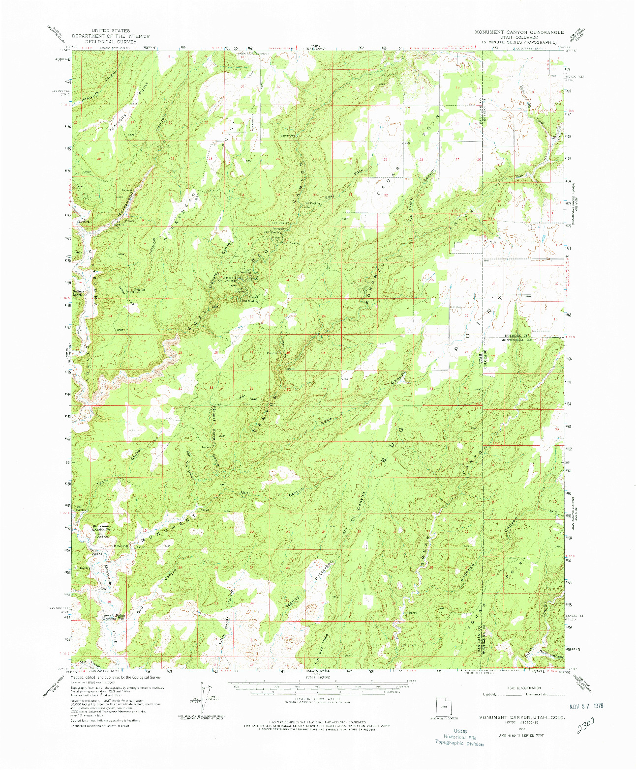 USGS 1:62500-SCALE QUADRANGLE FOR MONUMENT CANYON, UT 1957